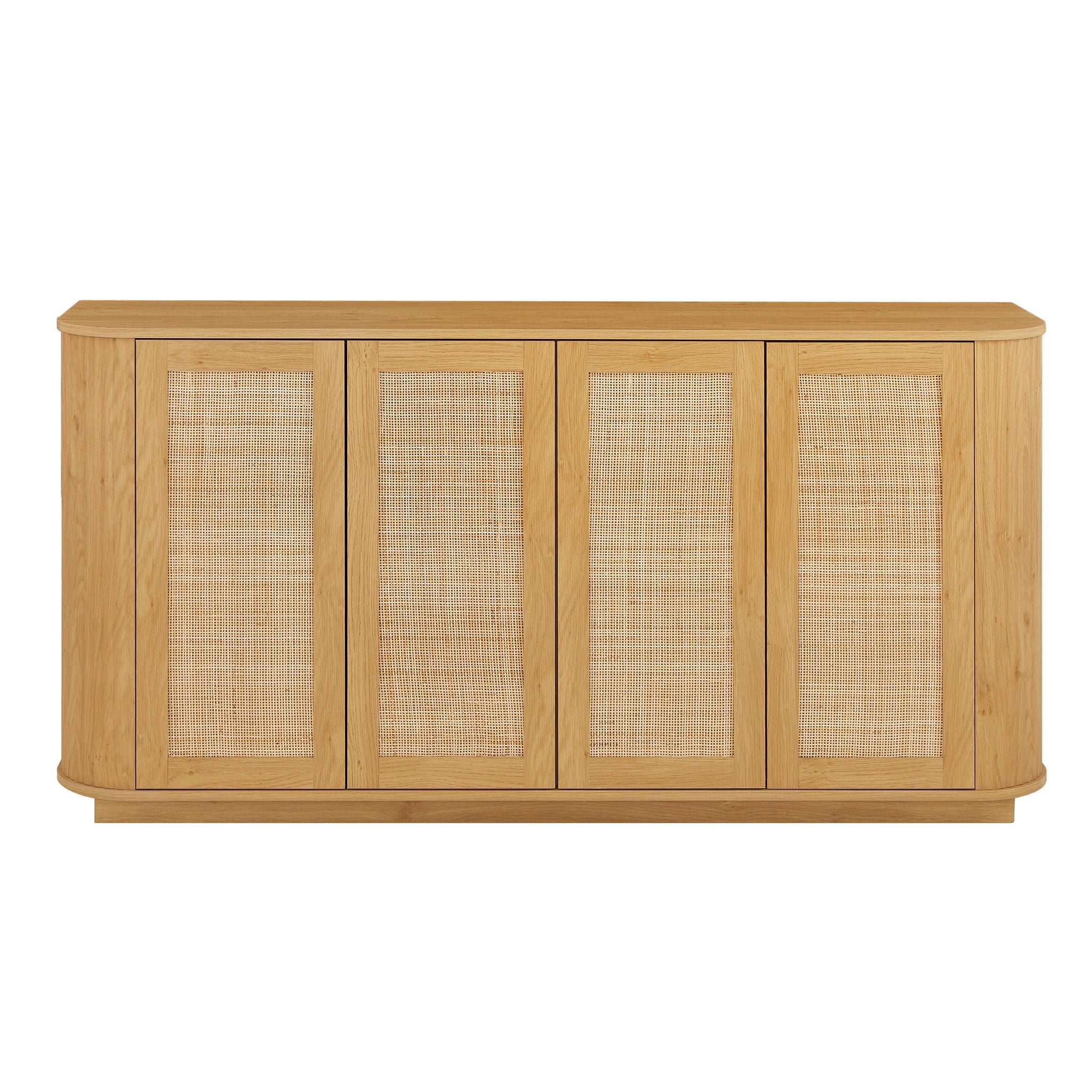 Contemporary Wave Shaped TV Stand With Rattan Doors - Image 2
