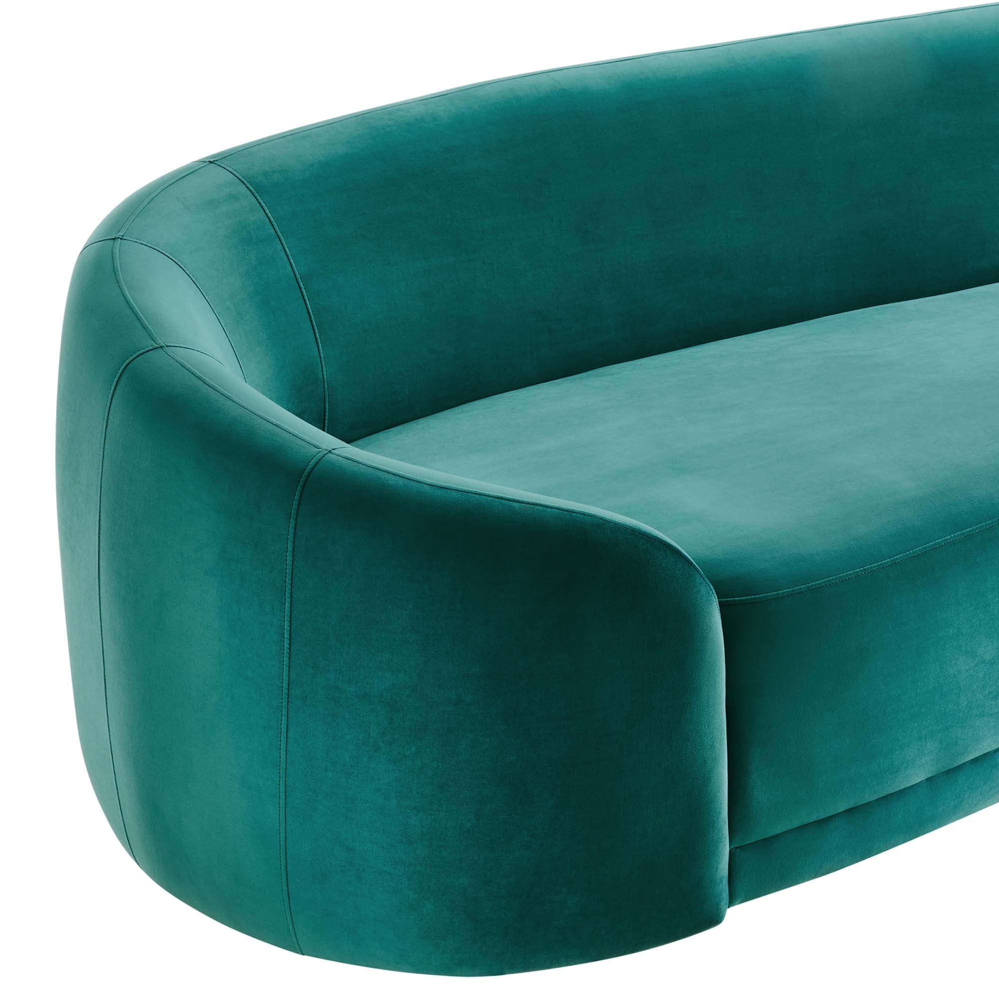 Low-Profile Performance Velvet Sofa in Teal - Image 5