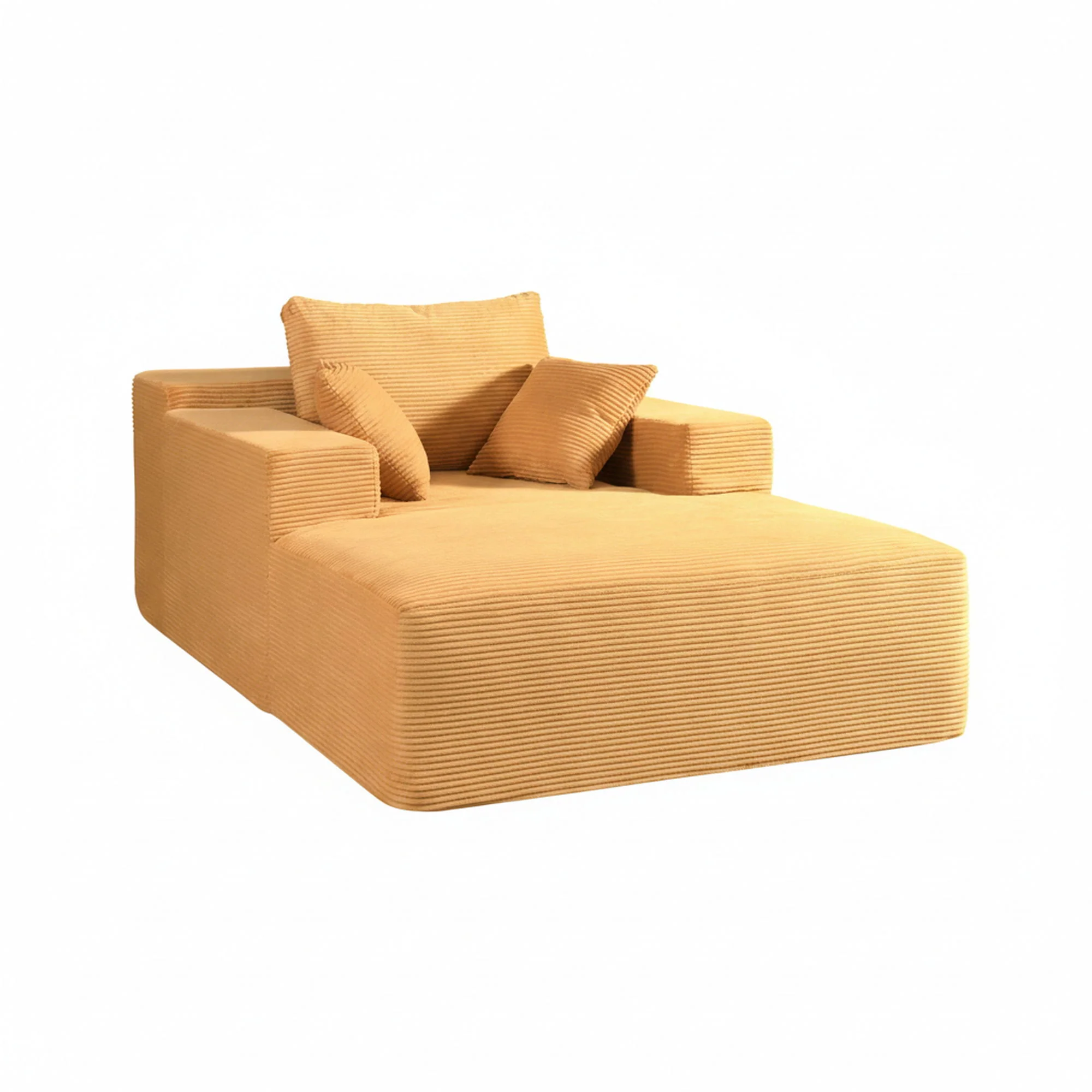 Convertible Chaise Lounge Chair With Wide Armrest & Throw Pillows - Image 3