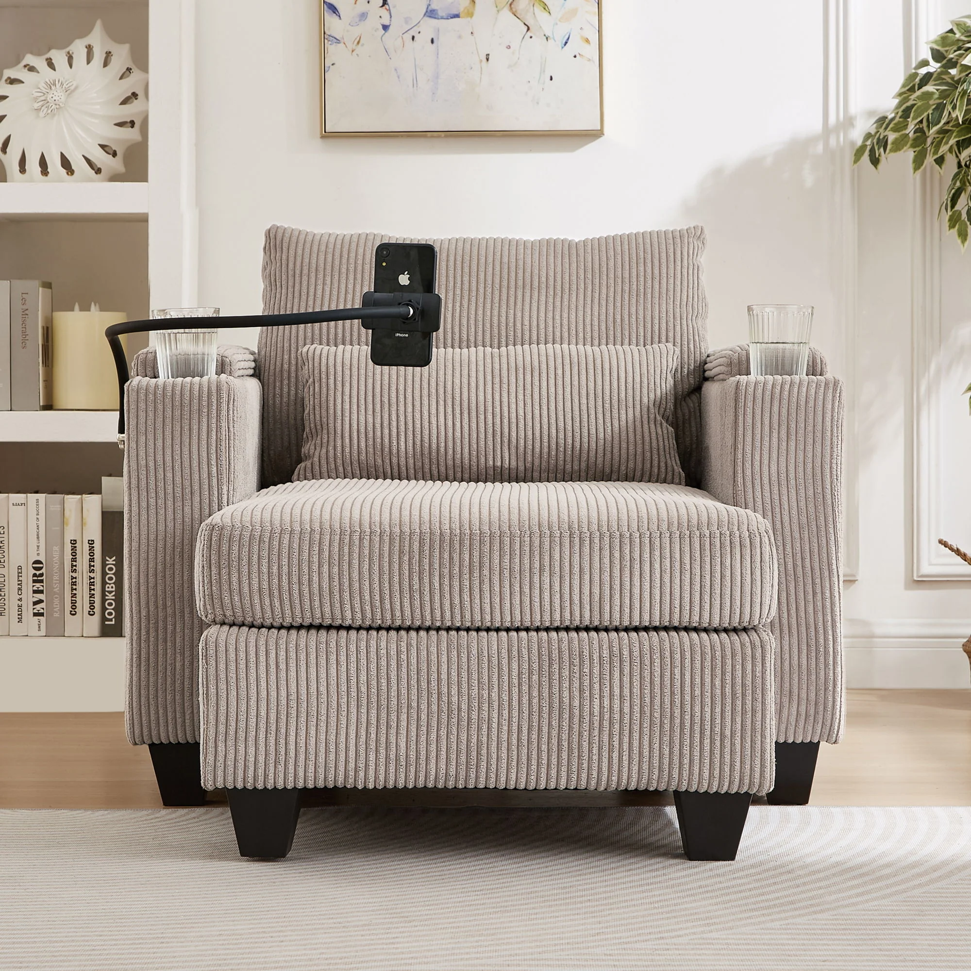 Convertible Chaise Lounge Sofa Chair With USB Ports, Cup Holders, Phone Holder And Storage - Image 53