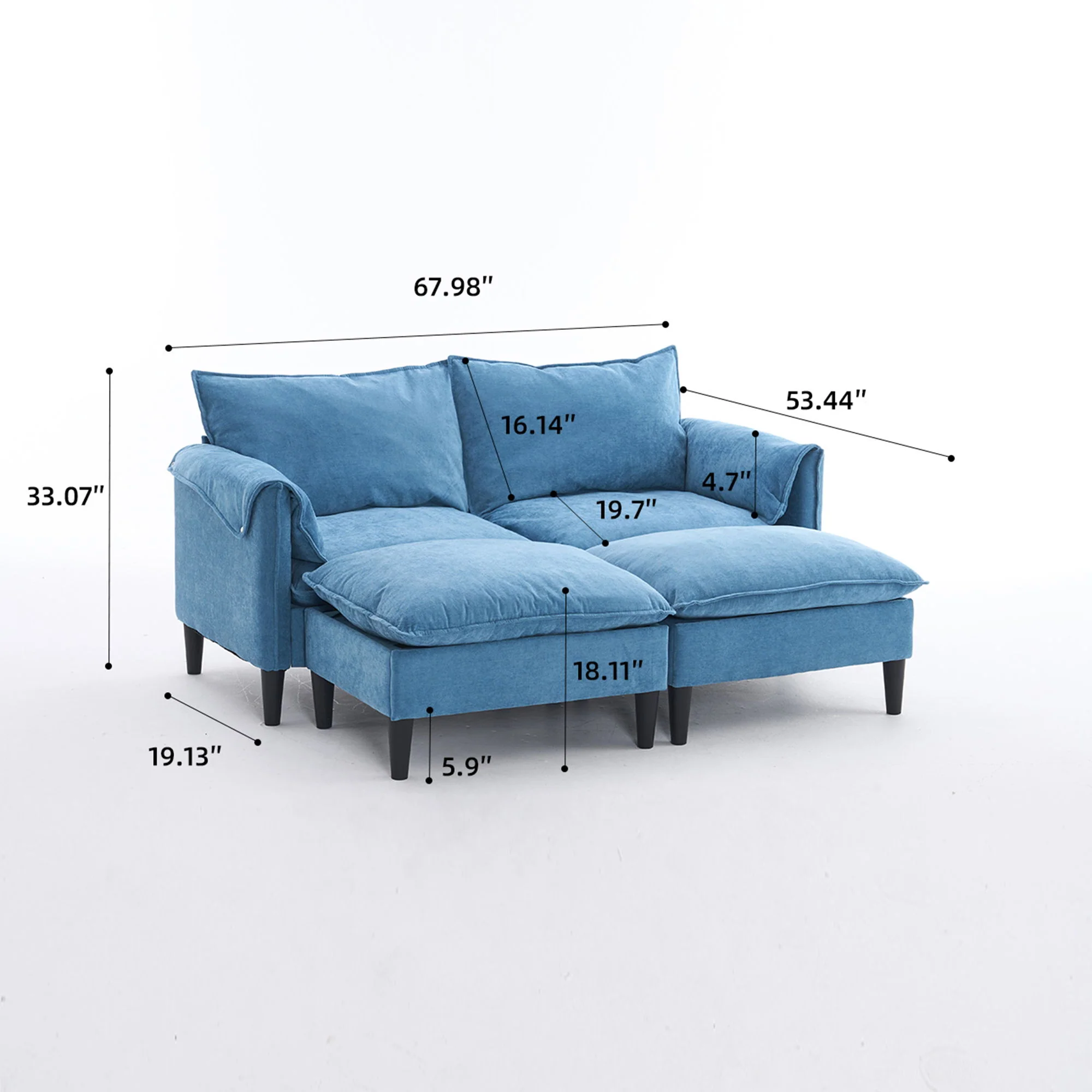 Convertible Combination Sofa With Footstools With Storage - Image 41