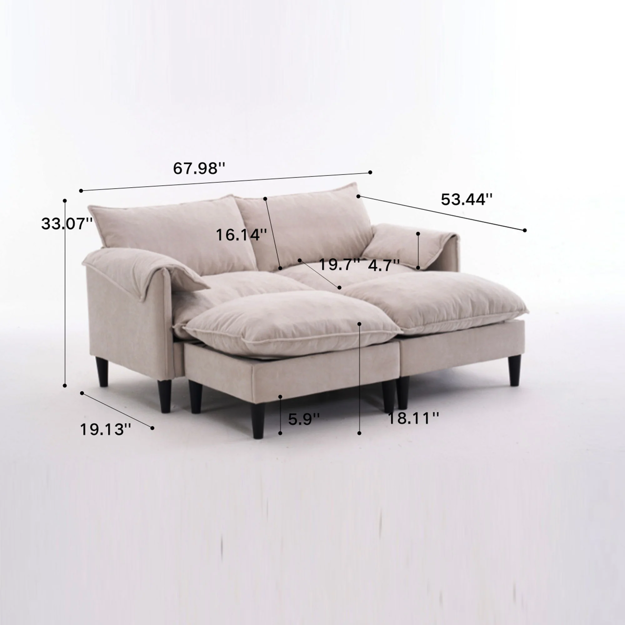 Convertible Combination Sofa With Footstools With Storage - Image 51
