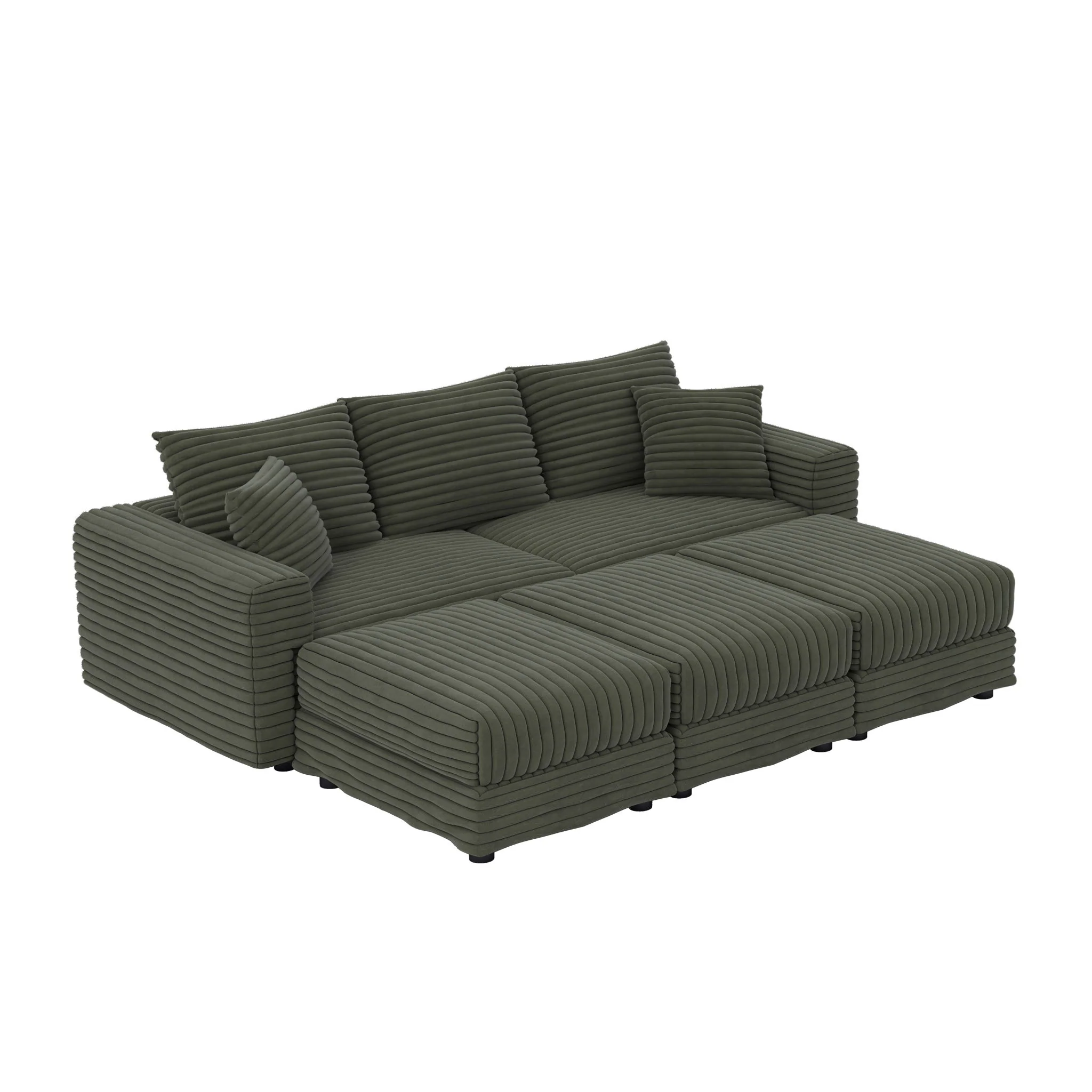 Convertible Deep Seat Sofa With Soft Pillows And Ottomans - Image 12