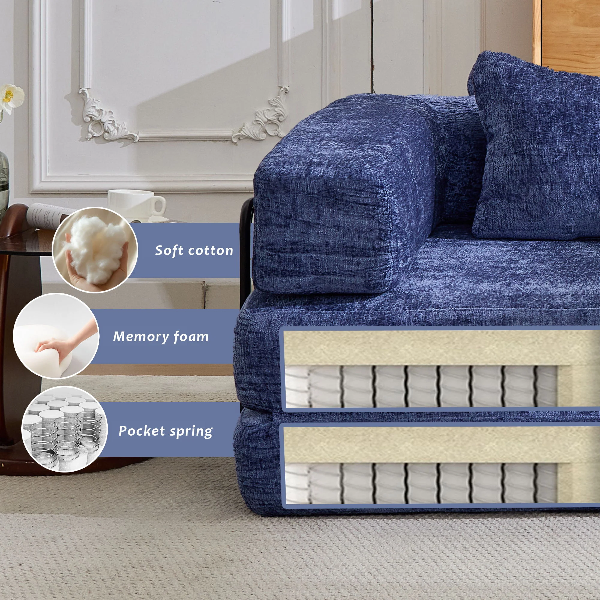 Convertible Floor Sofa Bed, Boneless Modular Sectional Sofa For Living Room - Image 35