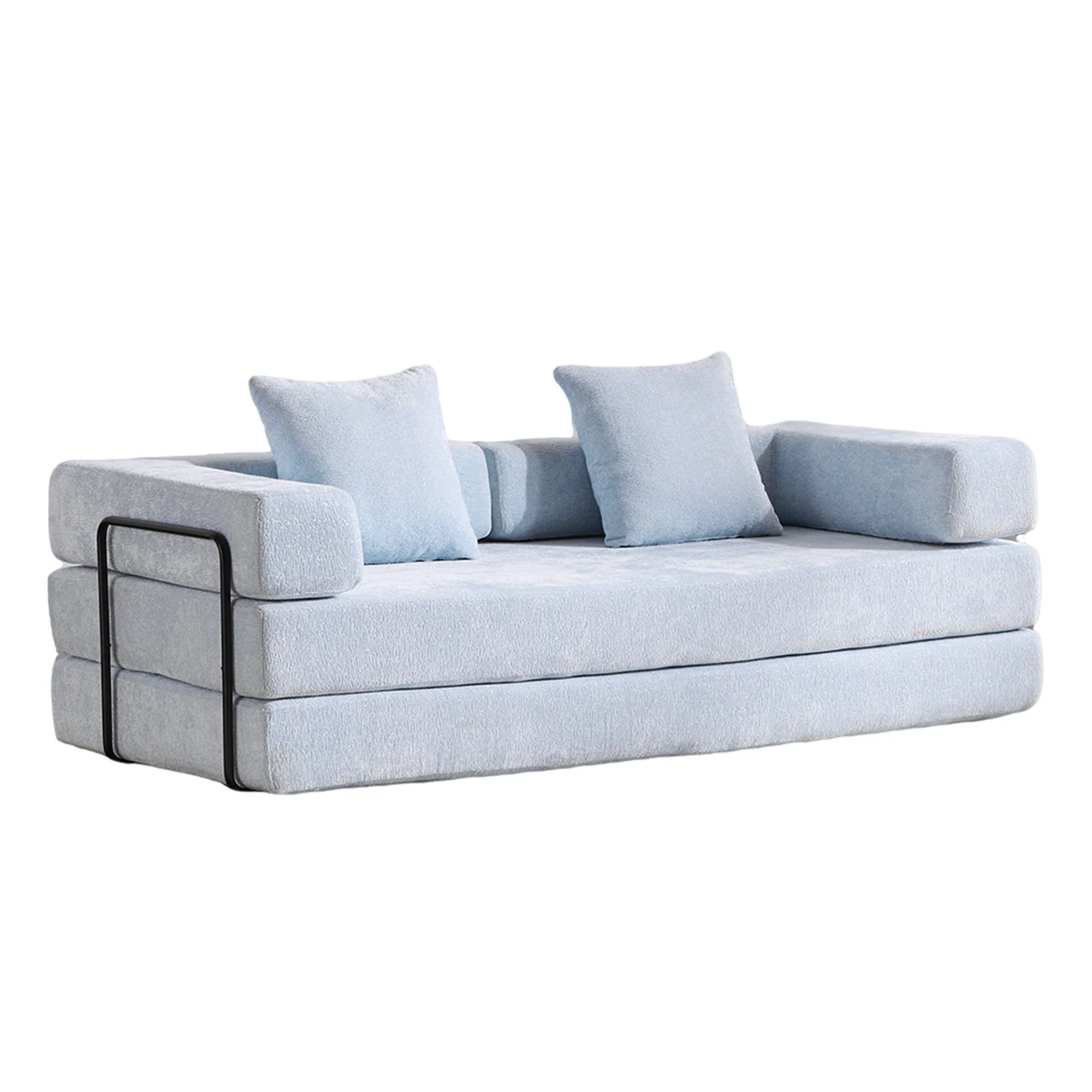 Convertible Floor Sofa Bed With Pillow Back Support Armrest - Image 3