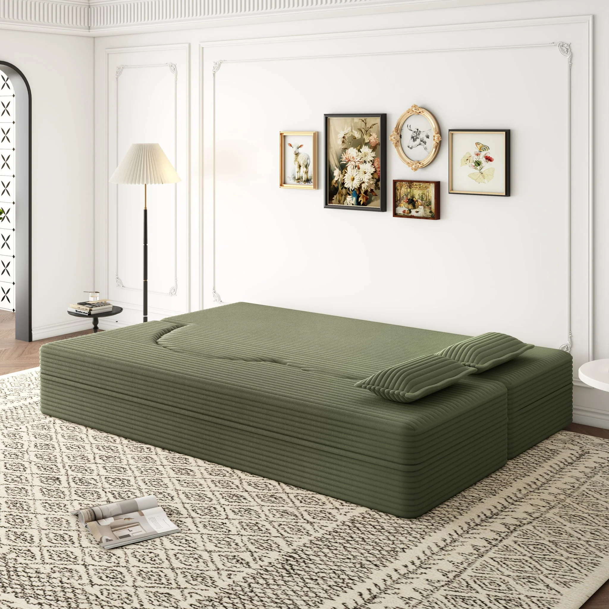 Convertible Foam-Filled Sleeper Sofa Bed With 2 Pillows - Image 6