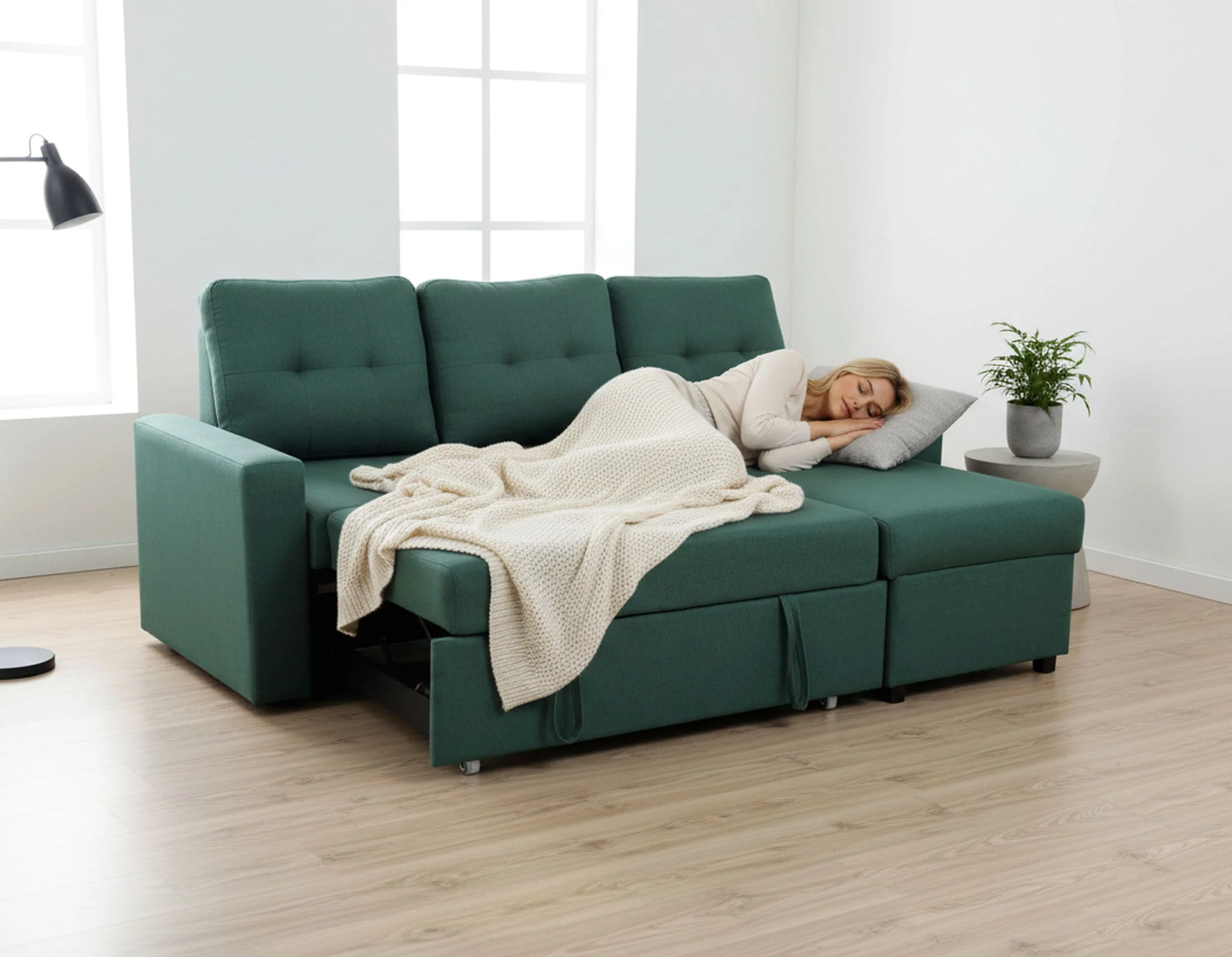 Convertible L Shaped Sectional Sleeper Sofa Bed, Saving Pull Out Couch - Image 16