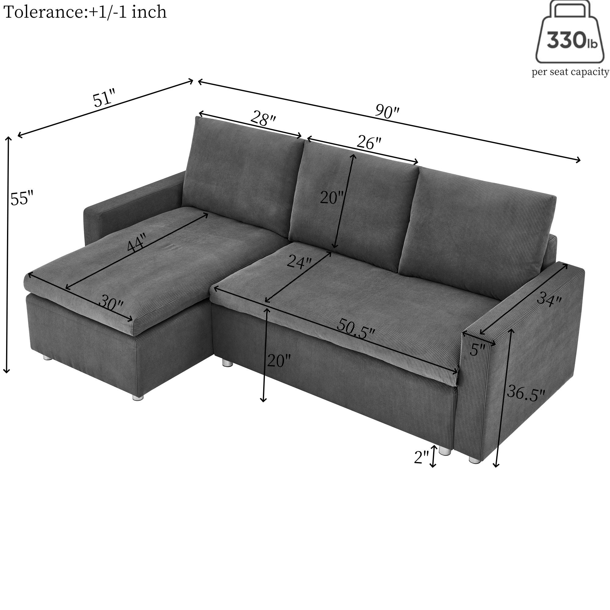 Convertible L Shaped Sleeper Sofa Bed With Reversible Chaise And Storage - Image 6