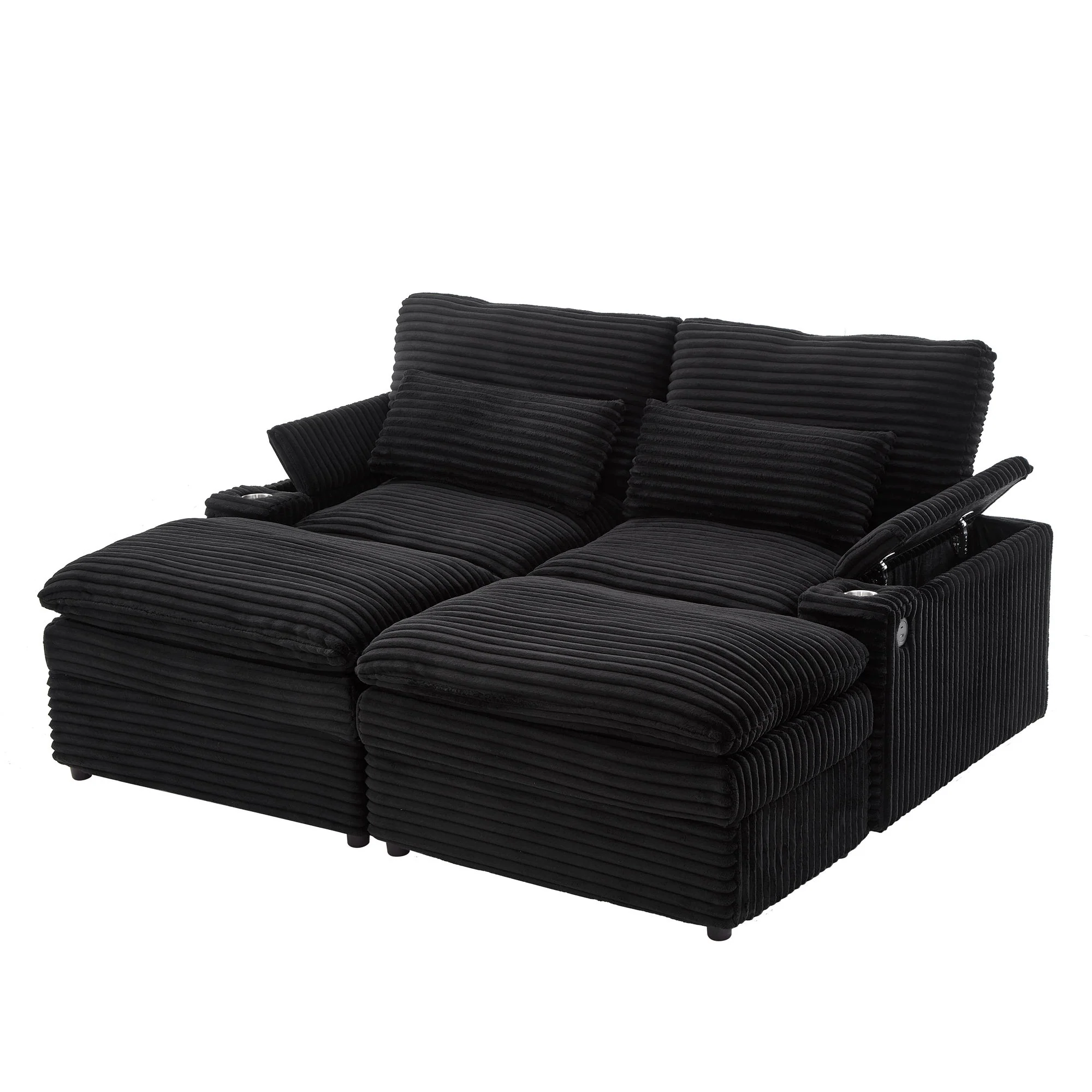Convertible Loveseat Sofa With Storage, USB Ports, Cup Holders - Image 17