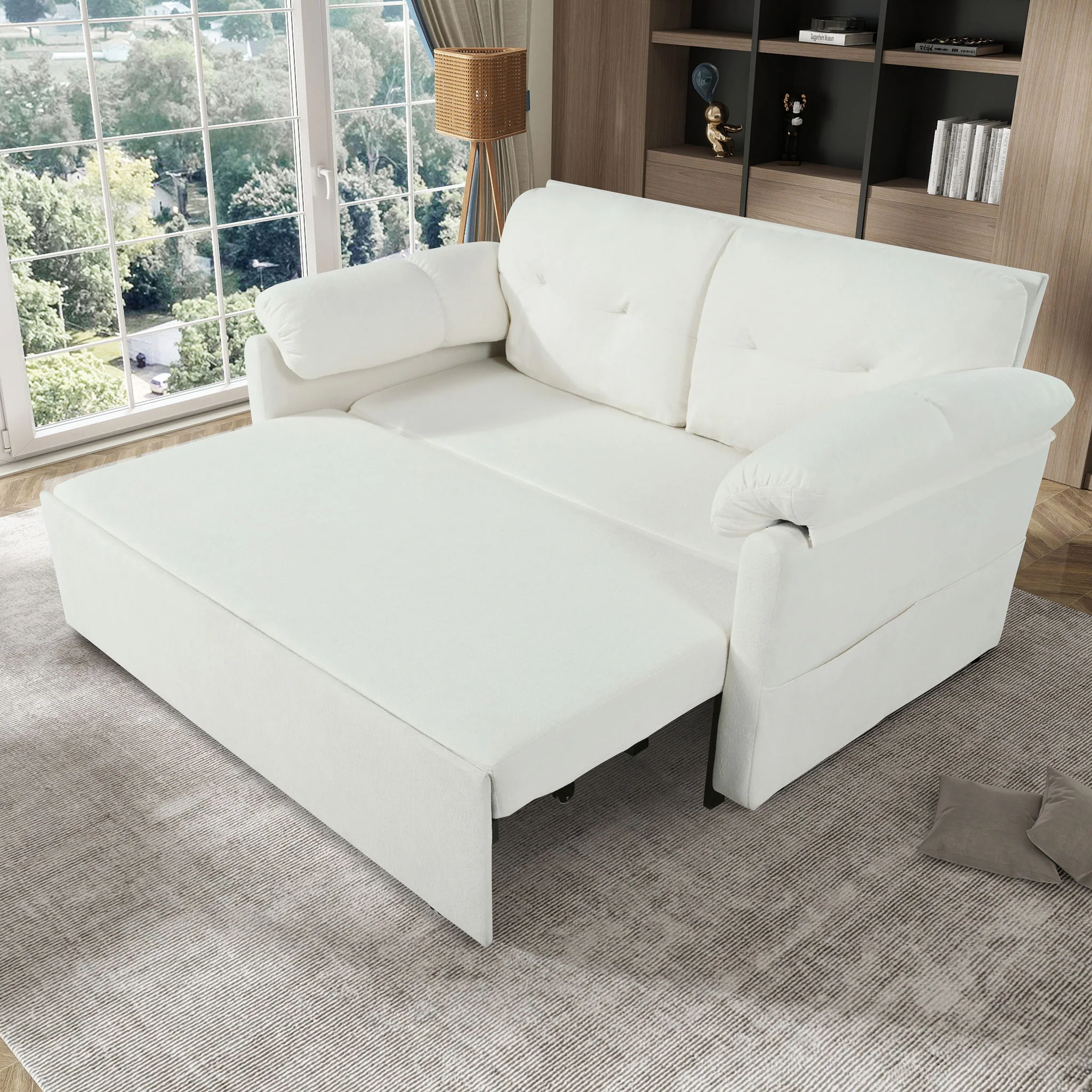 Convertible Pull Out Sofa Bed Queen Size, 3 In 1 With Side Storage - Image 17