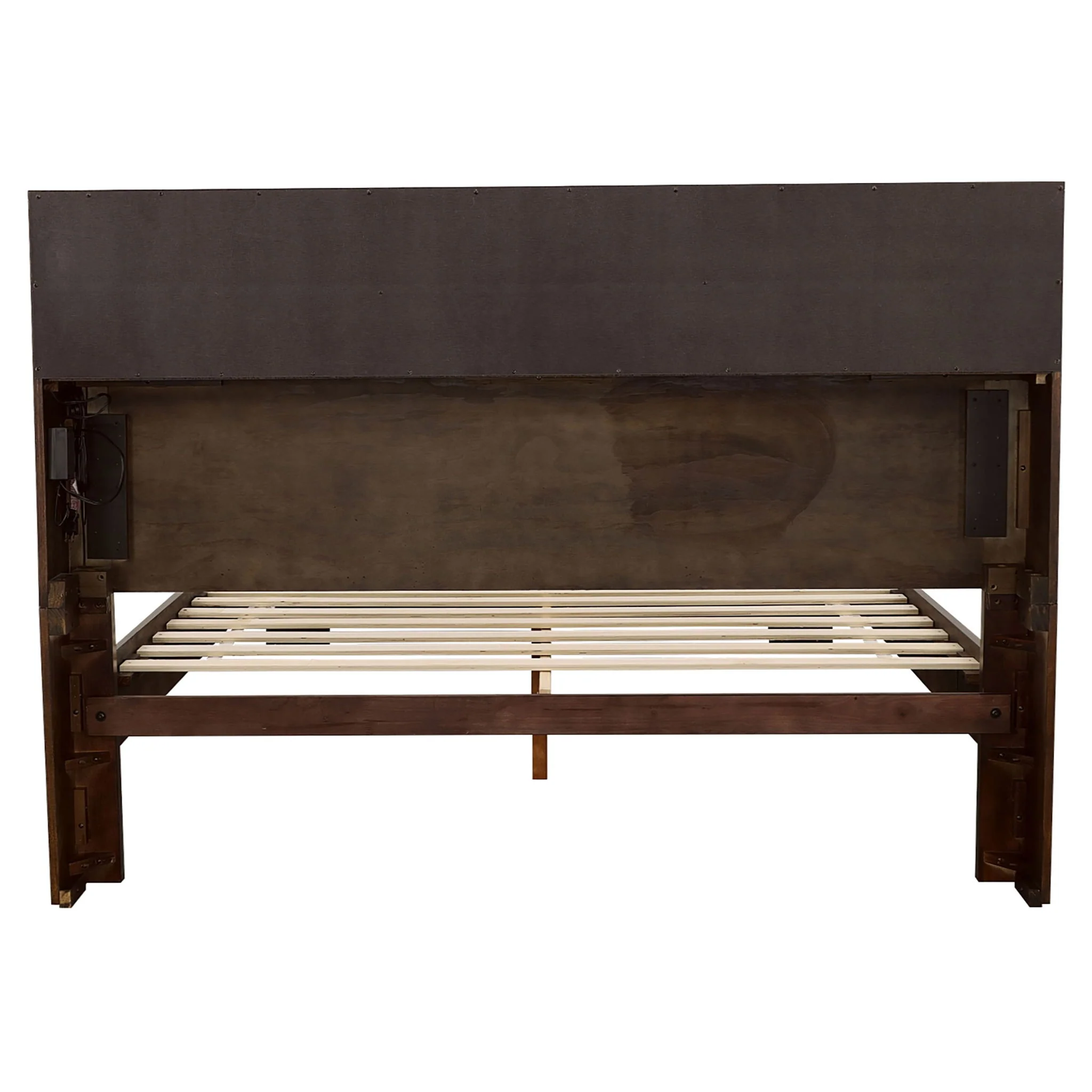 Copper - Eastern King LED Storage Bookcase Bed With Built In Shelves - Cappuccino - Image 4