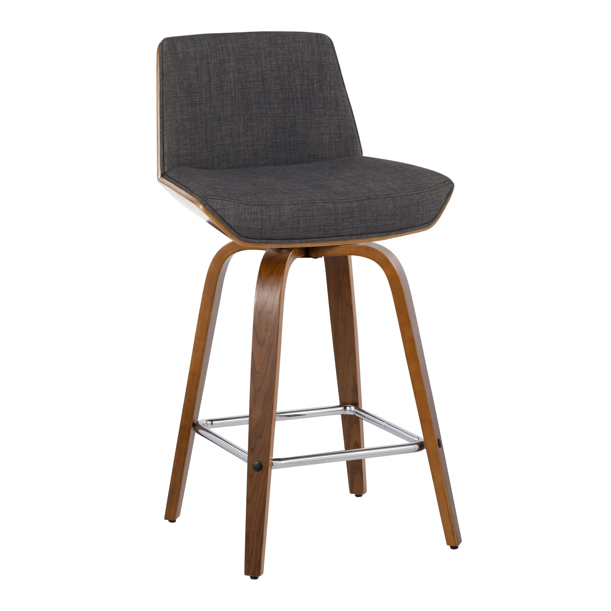 Corazza - Mid Century Modern Fixed Height Counter Stool With Swivel And Square Footrest (Set of 2) - Image 4