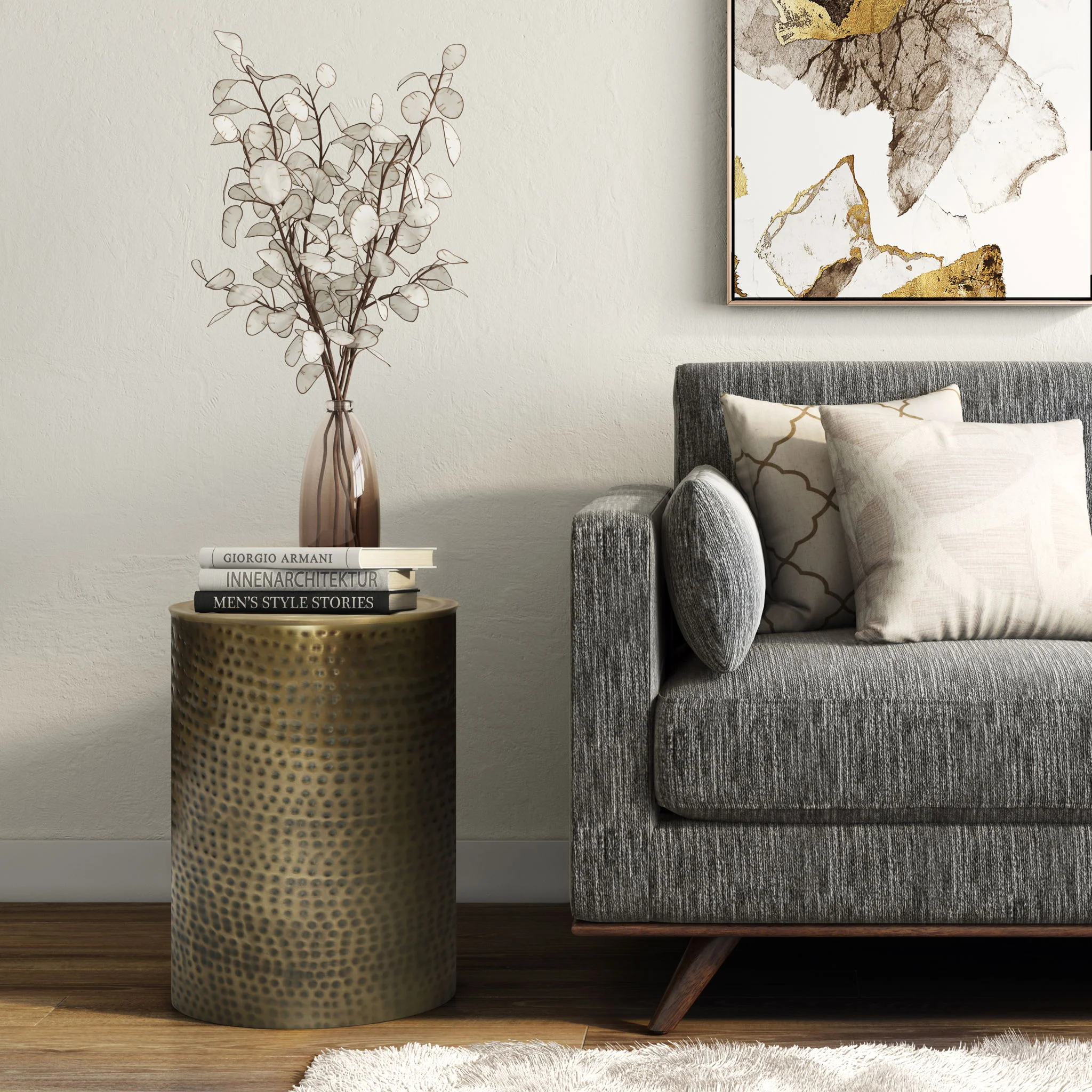 Corbin - Hammered Metal Side Table - Image 13