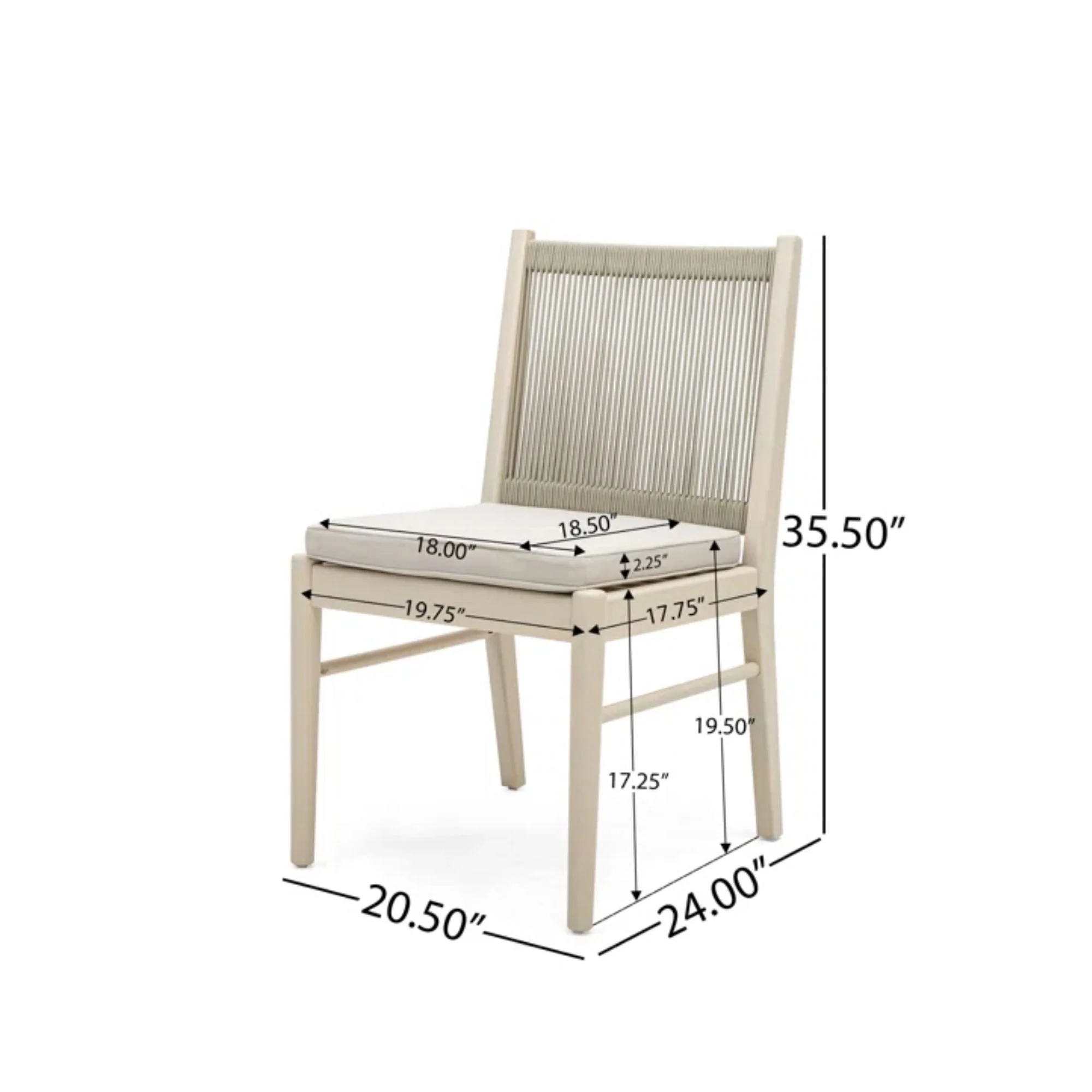 Cordoba - Dining Chair (Set of 2) With Acacia Wood Frame And Water Repellent Fabric - Beige / Yellow - Image 5