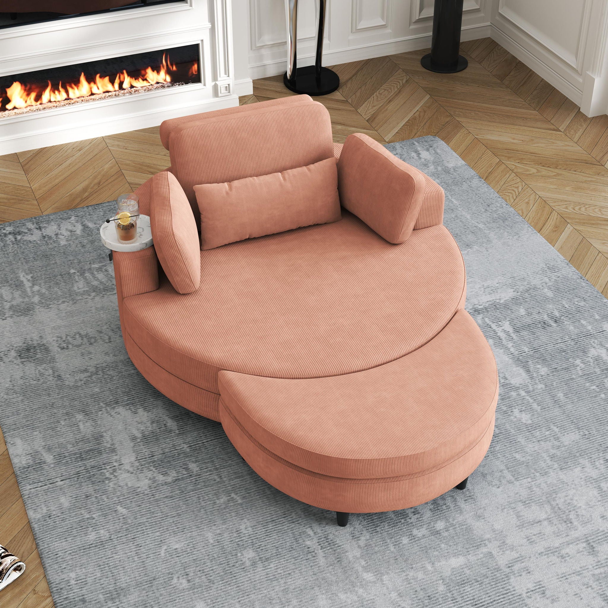Sofa With Two Throw Pillows And A Waist Pillow With An Extra Tray For Comfortable Seating In Small Apartment Bedrooms - Image 7