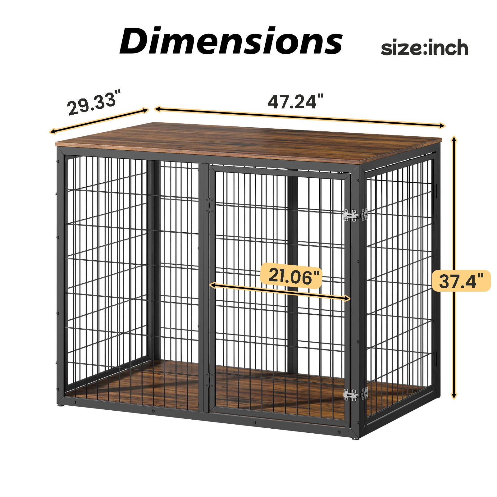 Corinth 47-Inch Triple Door Dog Crate Furniture End Table Cabinet - Image 18