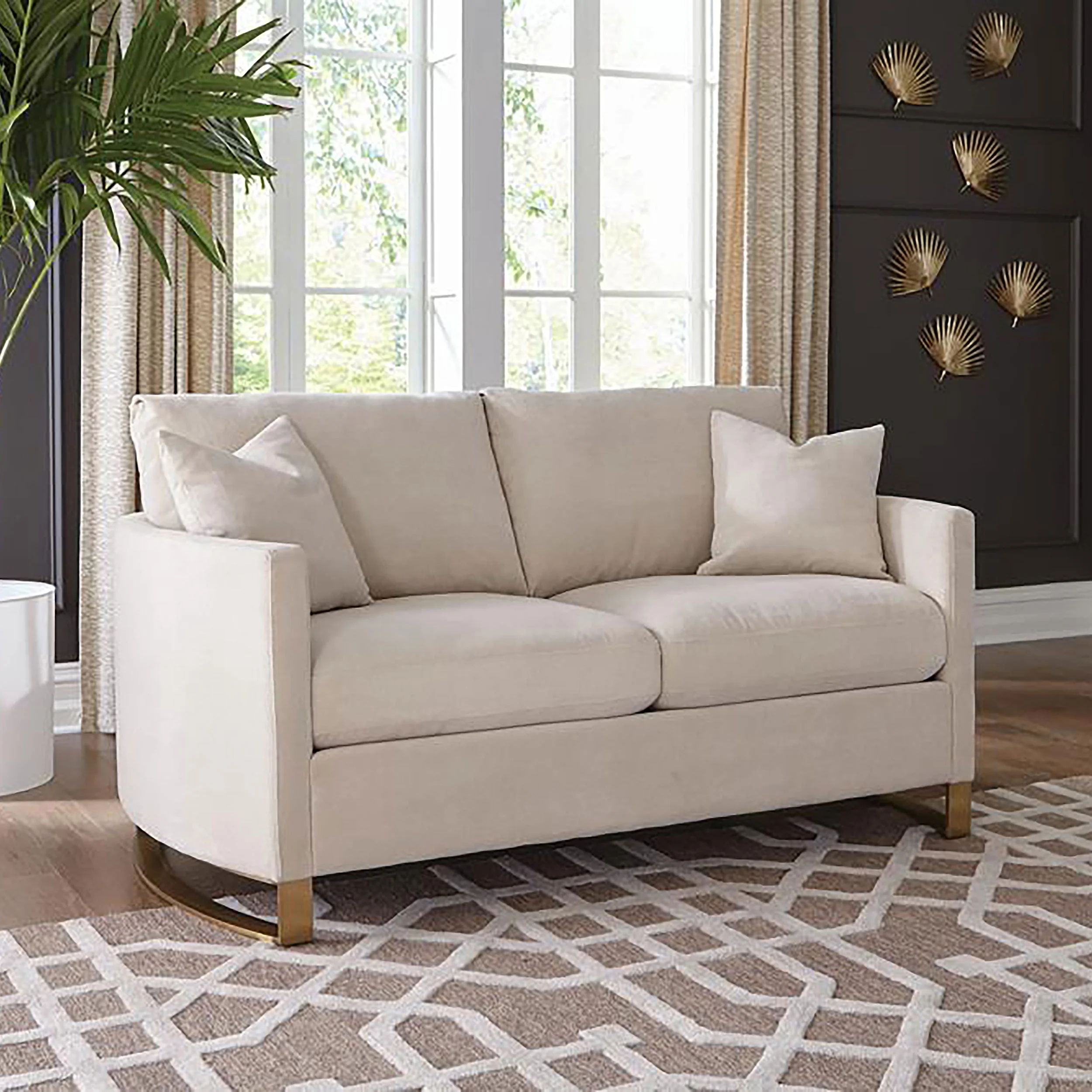 Corliss Upholstered Curved Track Arm Loveseat - Beige - Image 3