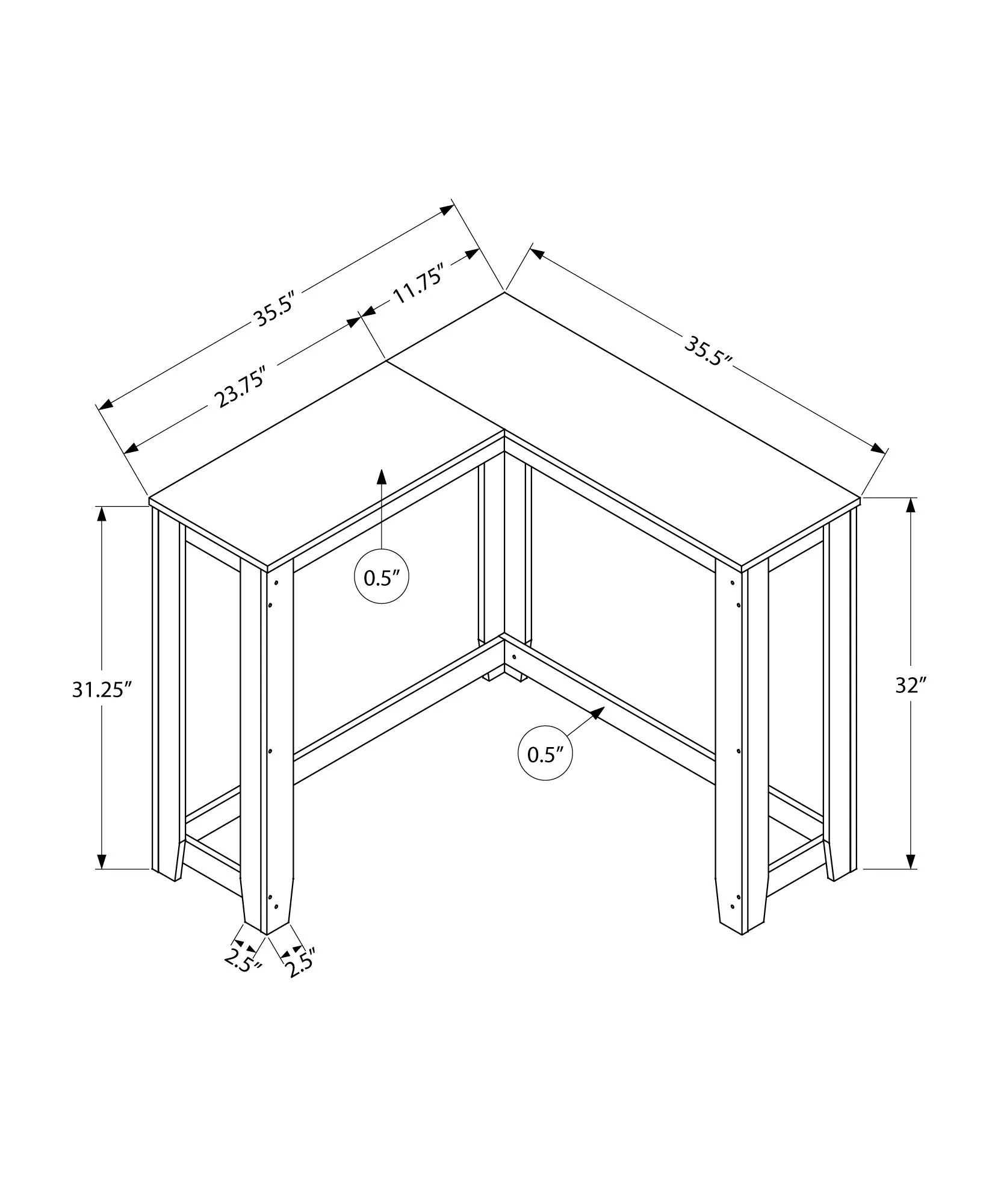 Corner Accent Console Table For Entryway, Contemporary & Modern - Cherry - Image 4
