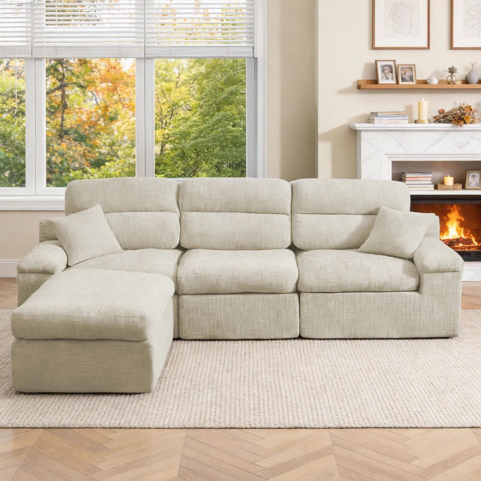 Corner Chaise Sofa With High Backrest - Image 34