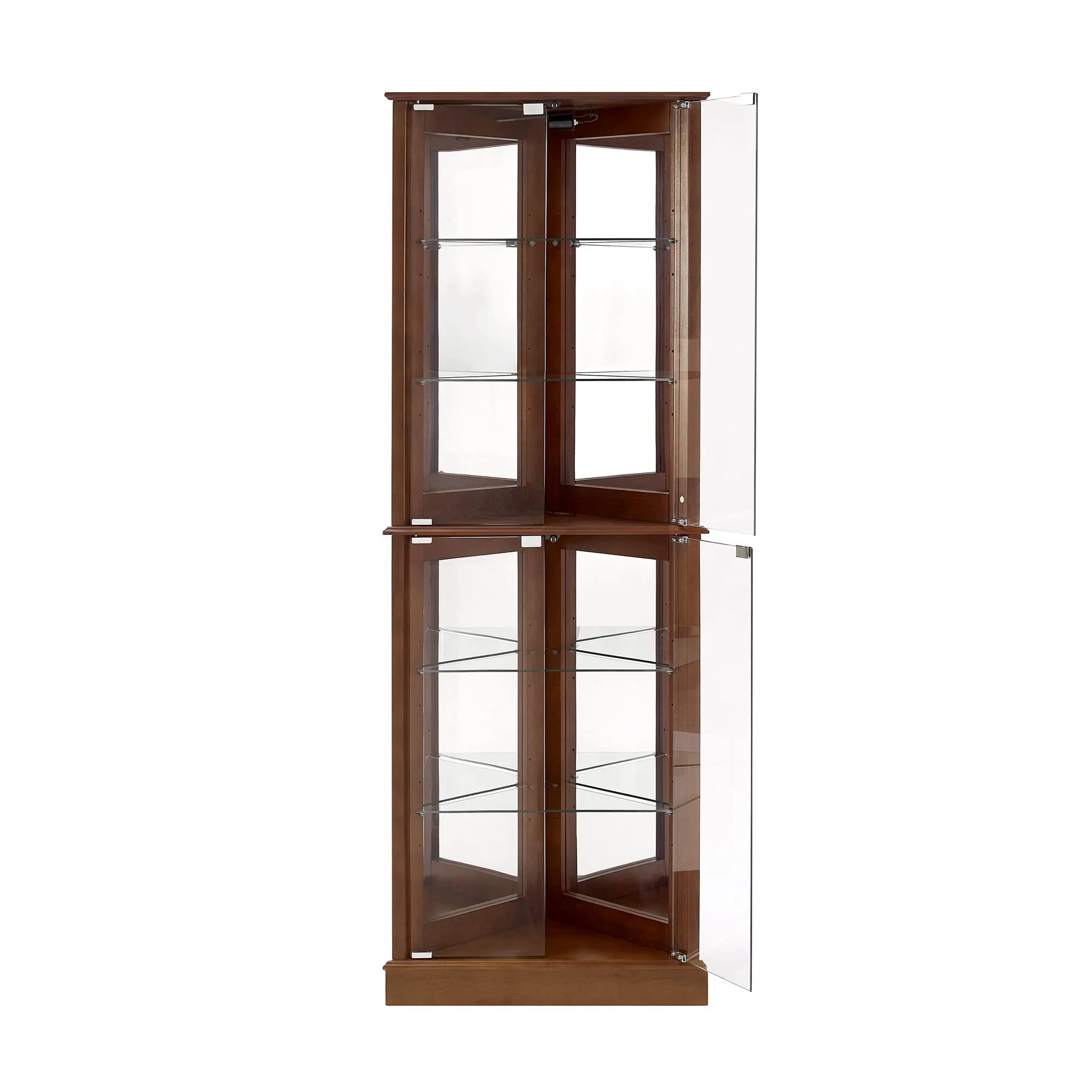 Corner Curio Dispaly Cabinet With Lights, Adjustable Tempered Glass Shelves, Mirrored Back (E26 Light Bulb Not Included) - Image 15