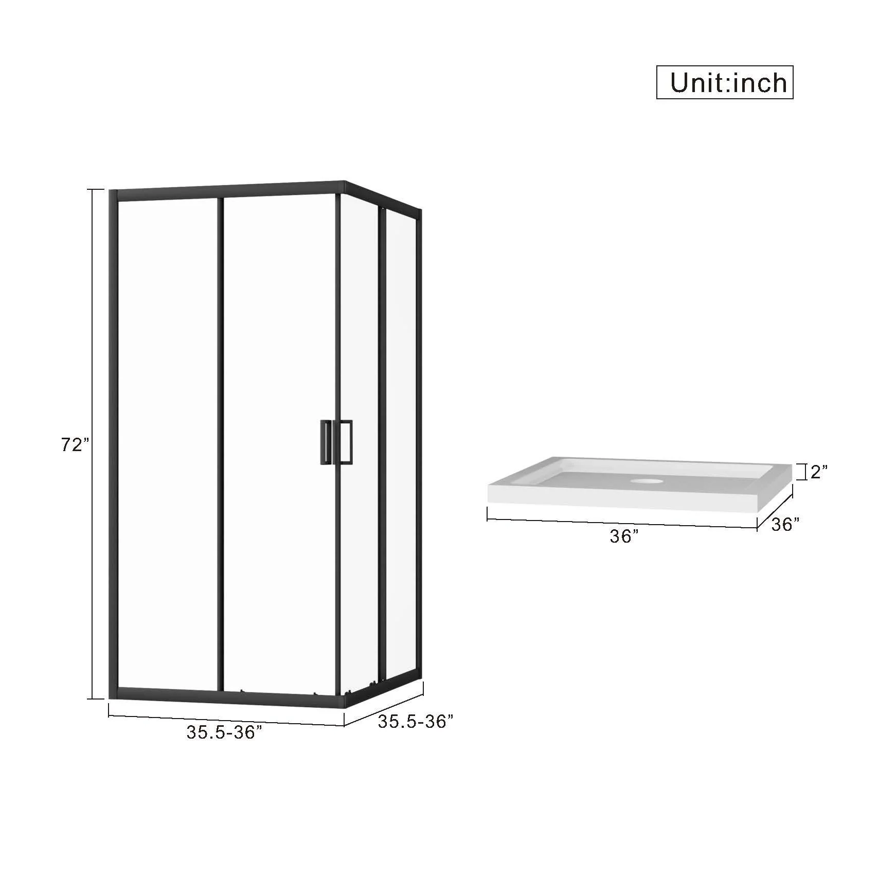 Corner Shower Enclosure With Sliding Door - Matte Black - Image 5