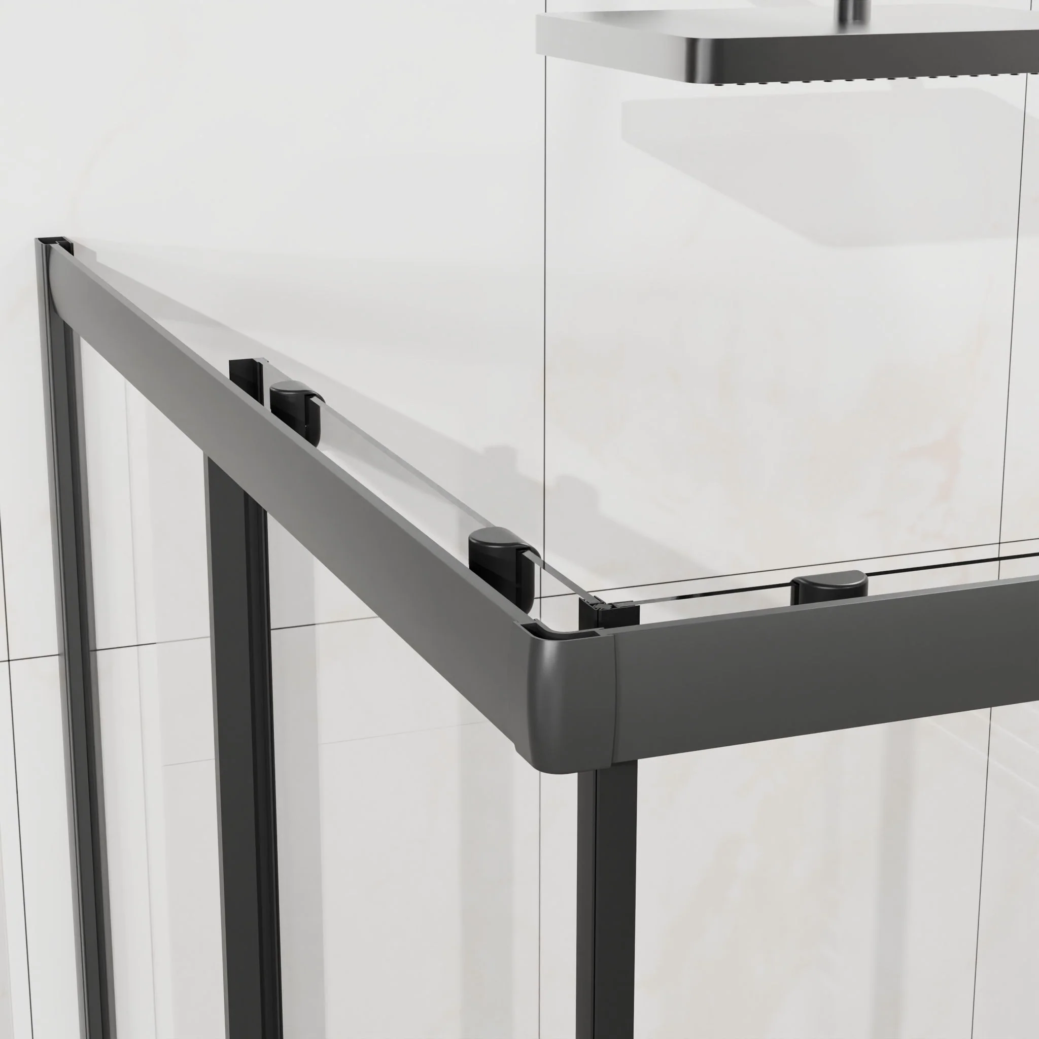 Corner Shower Enclosure With Sliding Door - Matte Black - Image 6