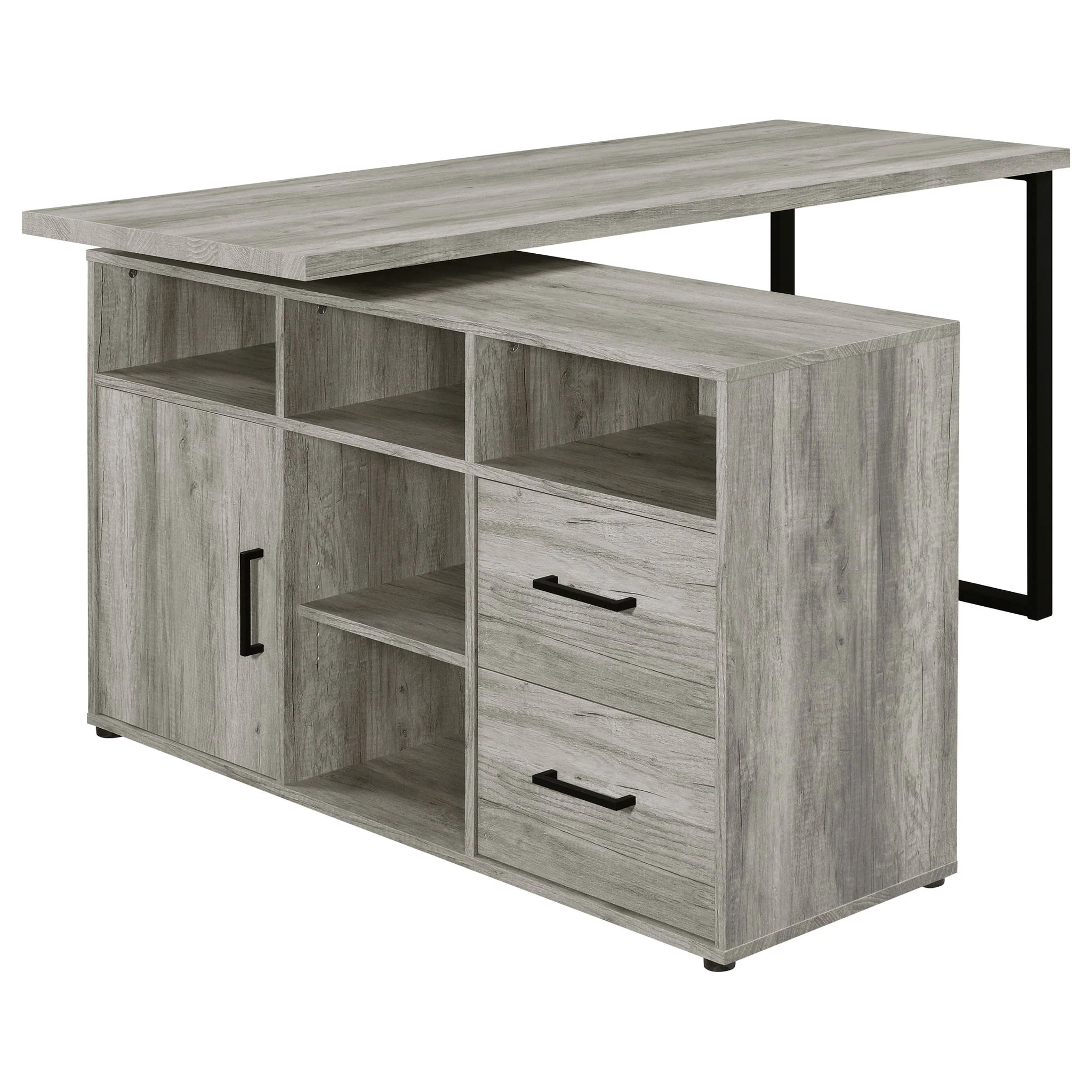 Corrado - L-Shape Office Desk With Storage - Gray - Image 6