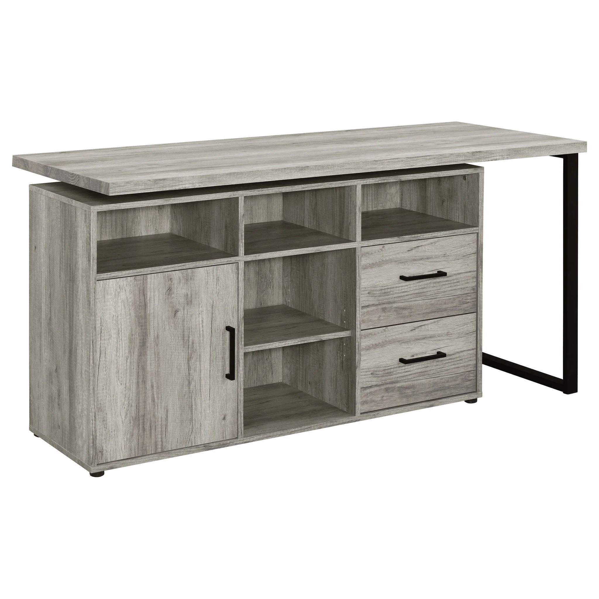 Corrado - L-Shape Office Desk With Storage - Gray - Image 9