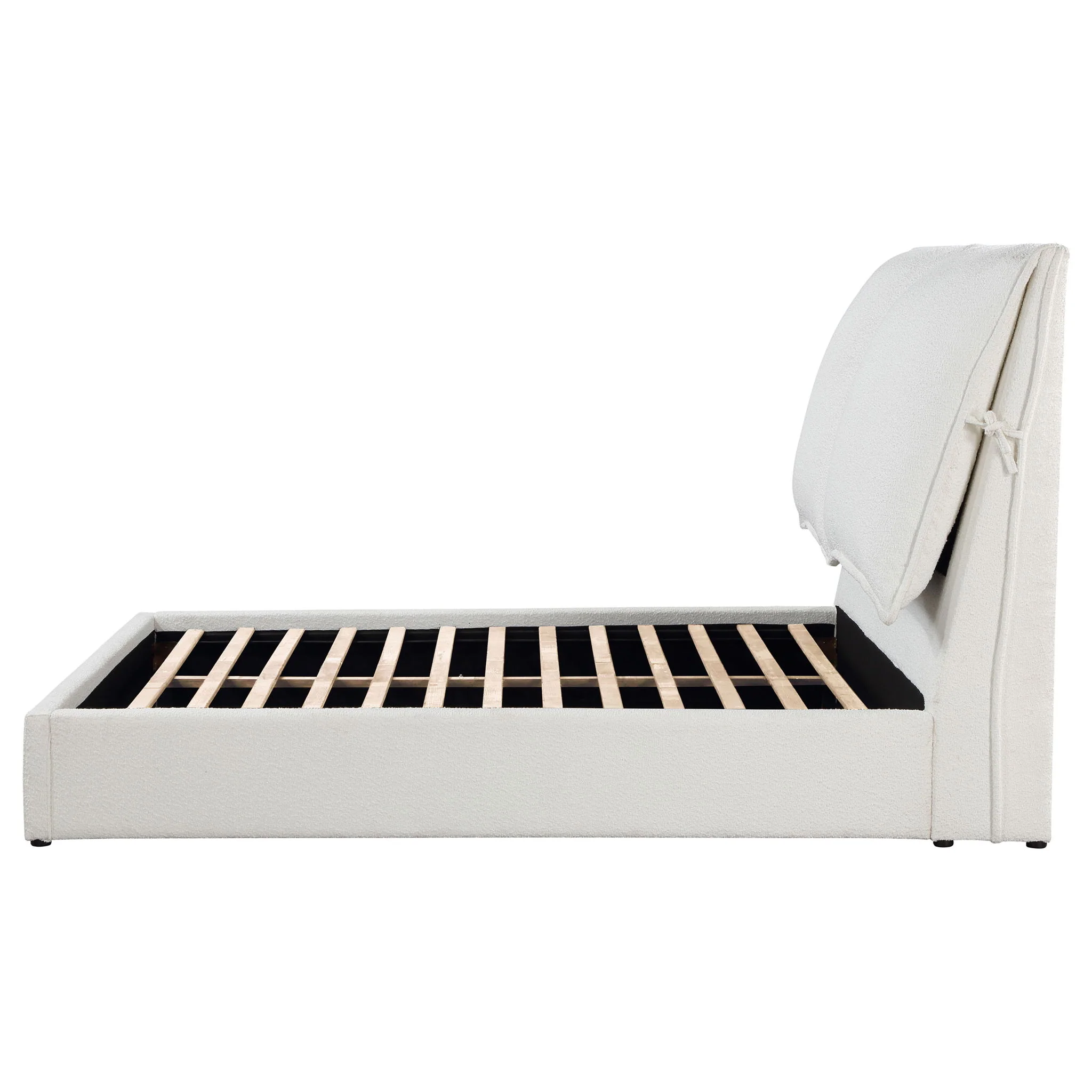 Corwyn - Queen Upholstered Panel Bed With Headboard Pillows - White - Image 4