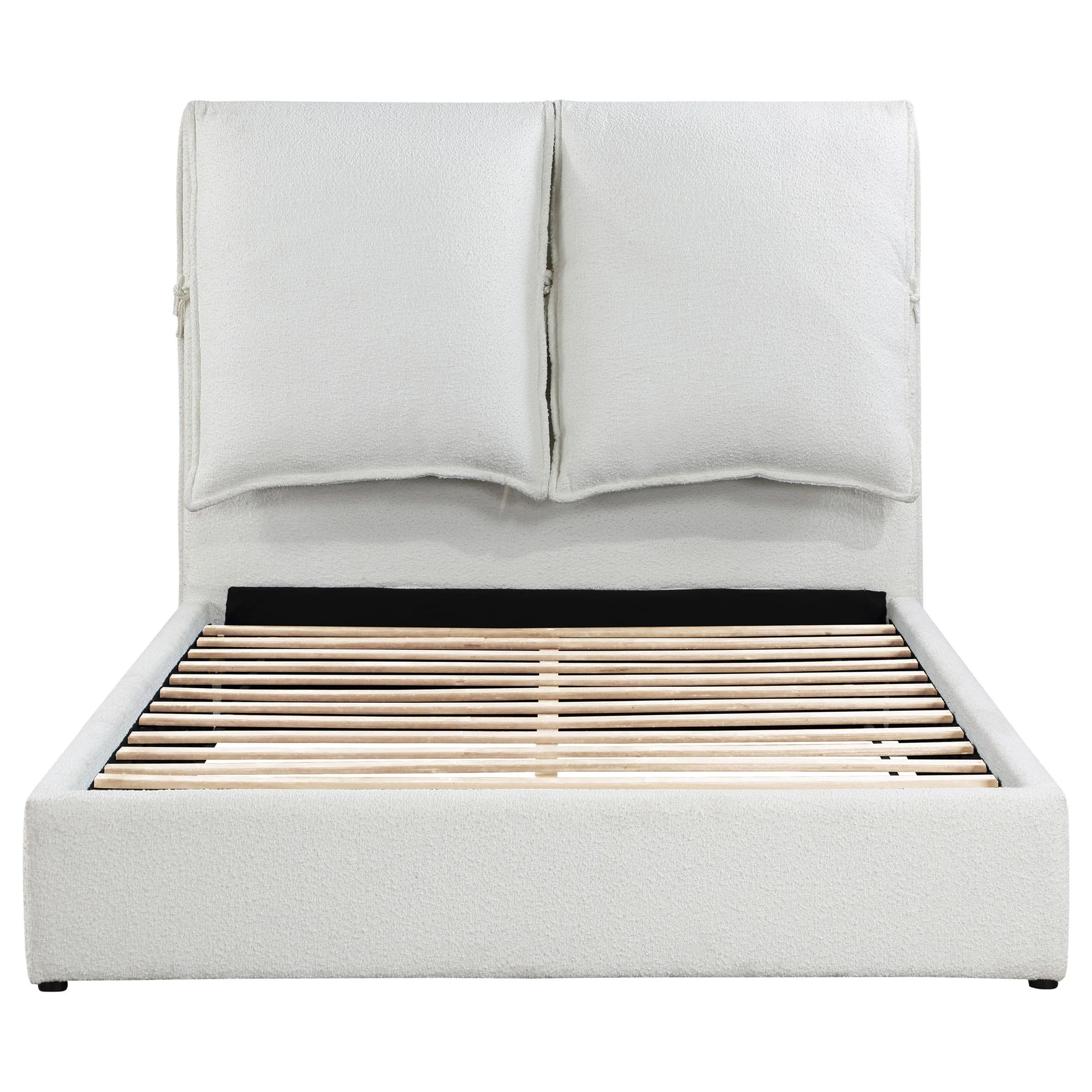 Corwyn - Queen Upholstered Panel Bed With Headboard Pillows - White - Image 5
