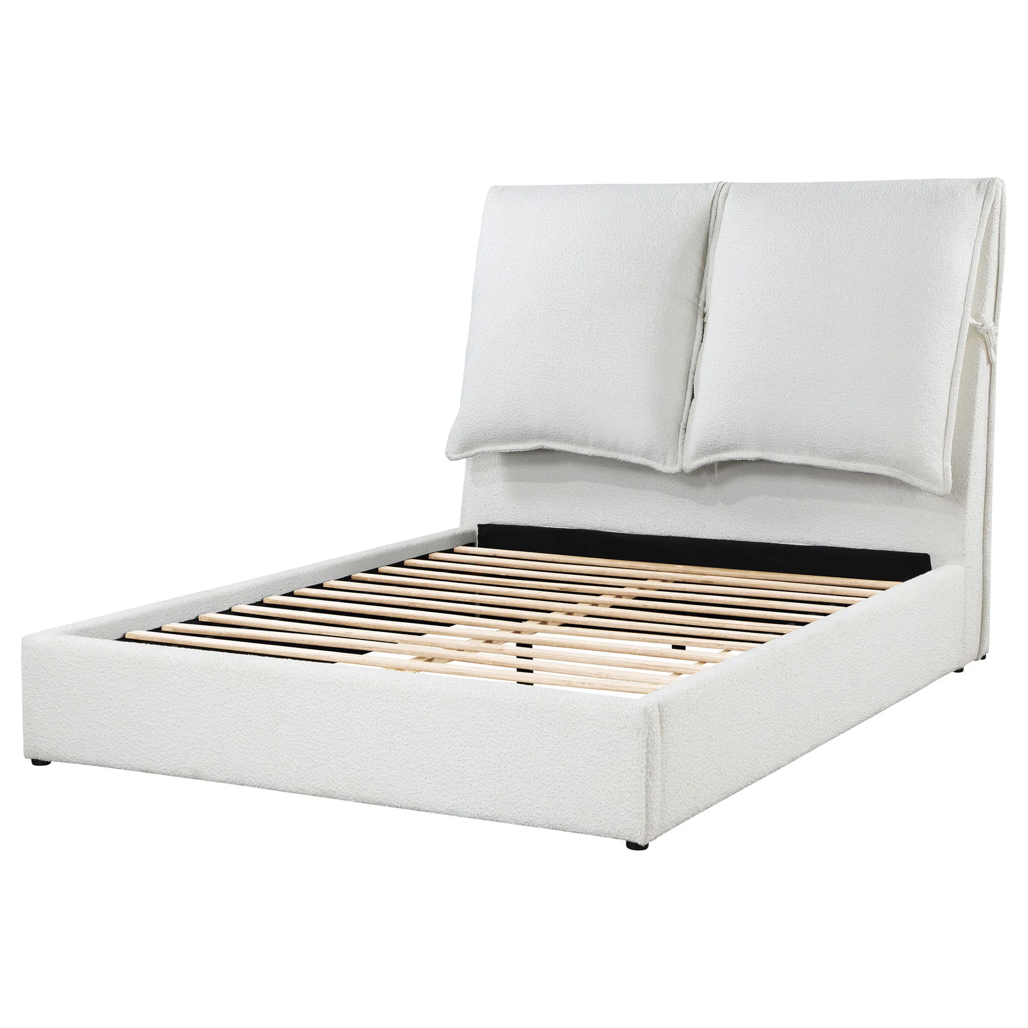 Corwyn - Queen Upholstered Panel Bed With Headboard Pillows - White - Image 9
