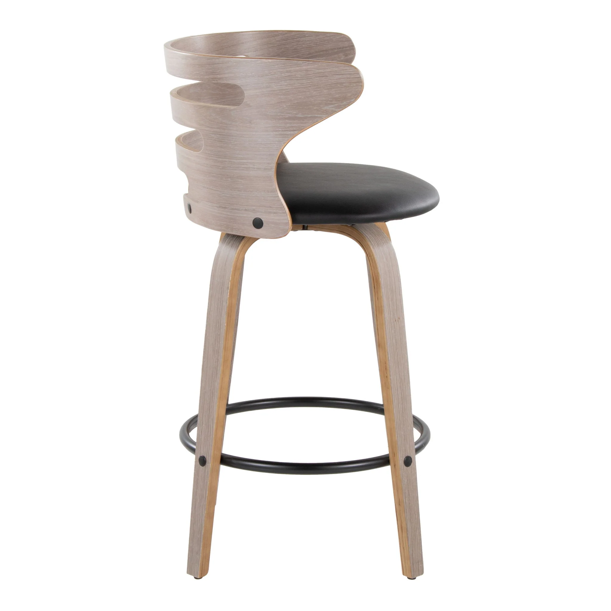 Cosini - Mid Century Modern Fixed Height Barstool With Swivel And Round Footrest (Set of 2) - Image 9