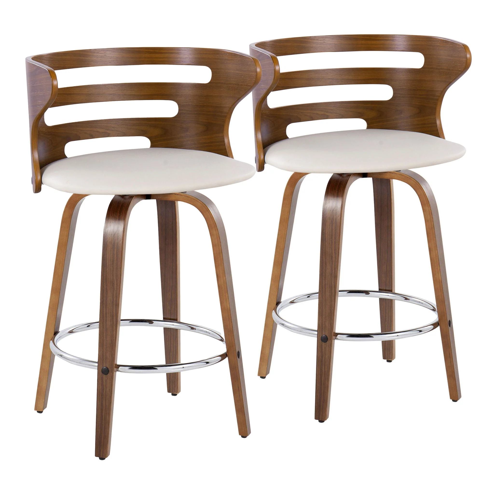 Cosini - Mid Century Modern Fixed Height Barstool With Swivel With Round Footrest (Set of 2) - Image 3