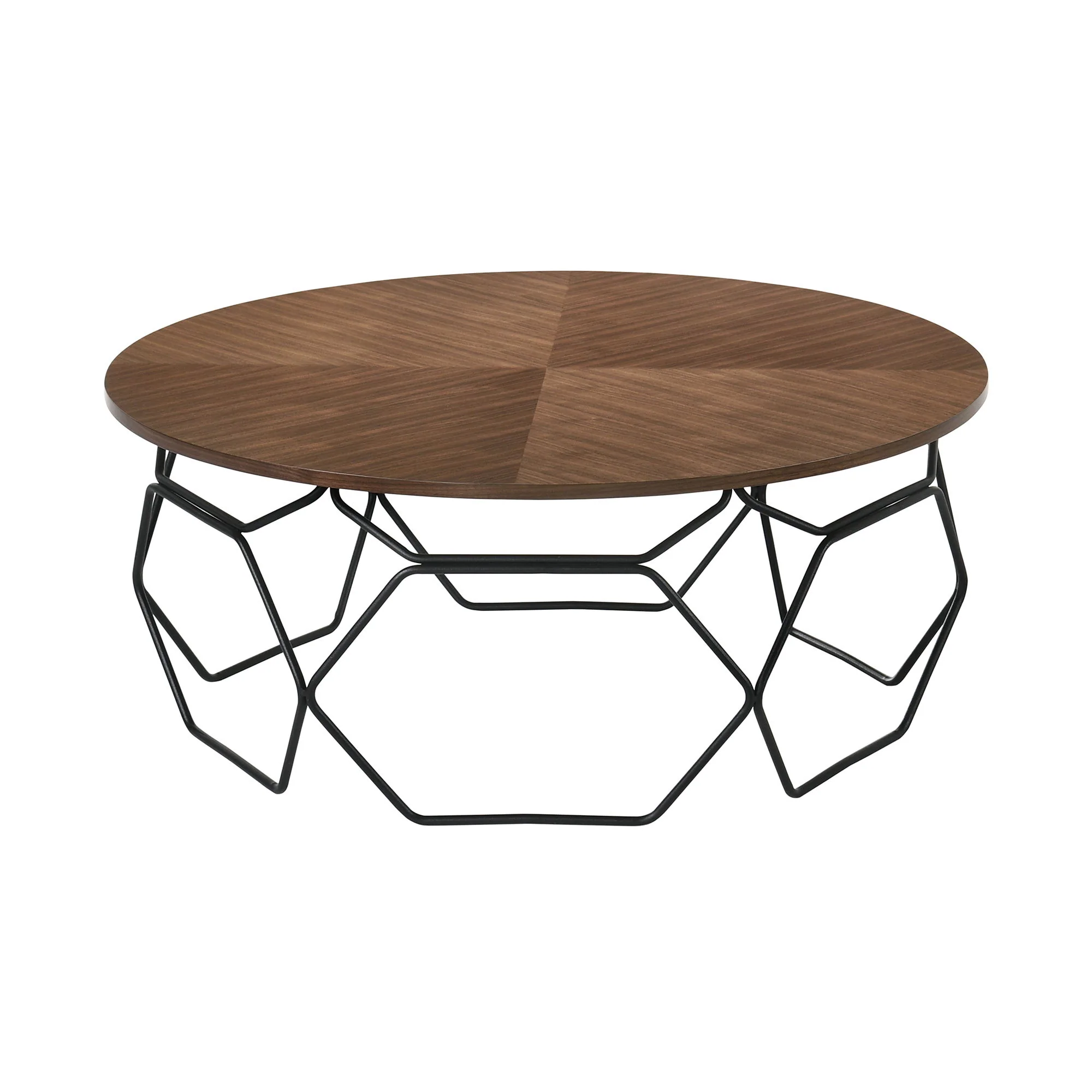 Cosmo - Walnut Veneer Coffee Table With Metal Base - Black - Image 2