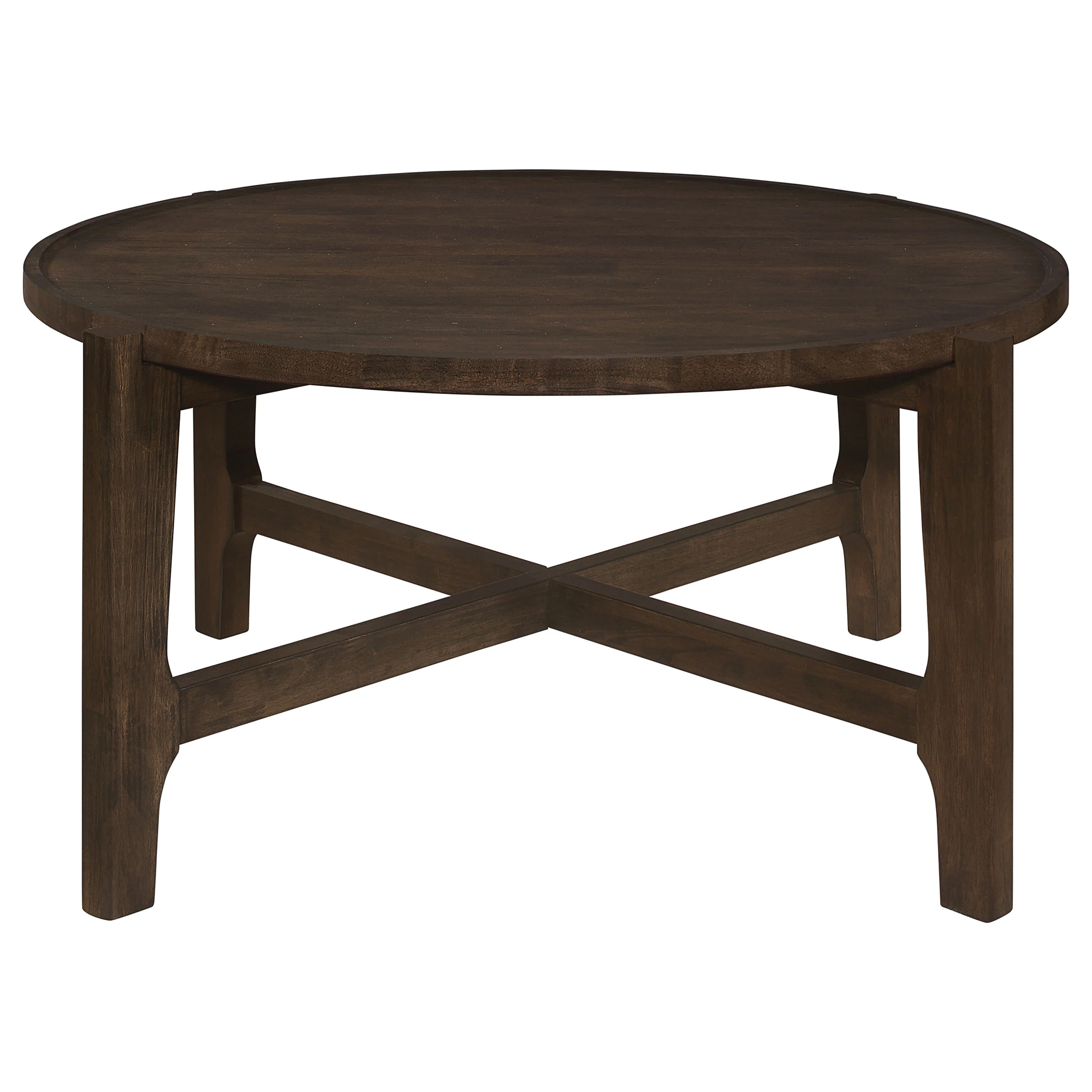 Cota Round Solid Wood Coffee Table Dark Brown - Image 2