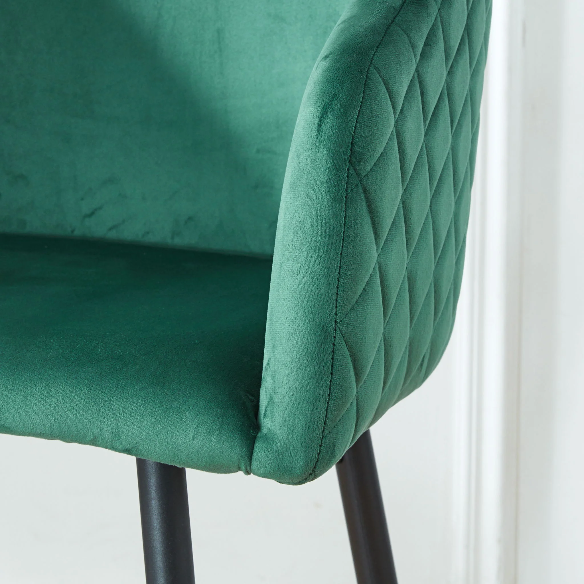 Counter Height Bar Stool, Metal Legs, Velvet Upholstered For Pub, Restaurant, Kitchen Island (Set of 2) - Black / Green - Image 2