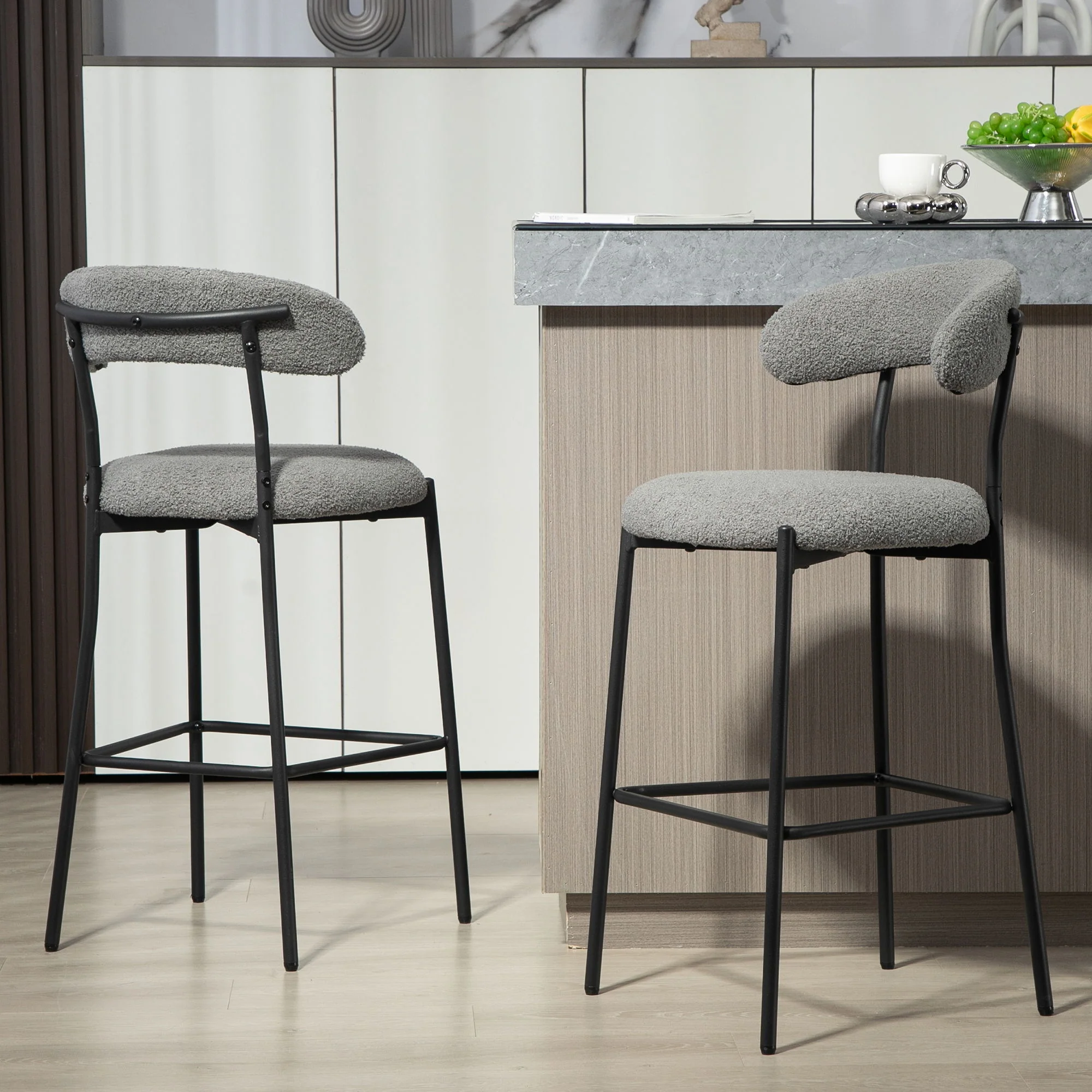 Counter Height Bar Stools With Powder Coating Base And Footrest - Image 6