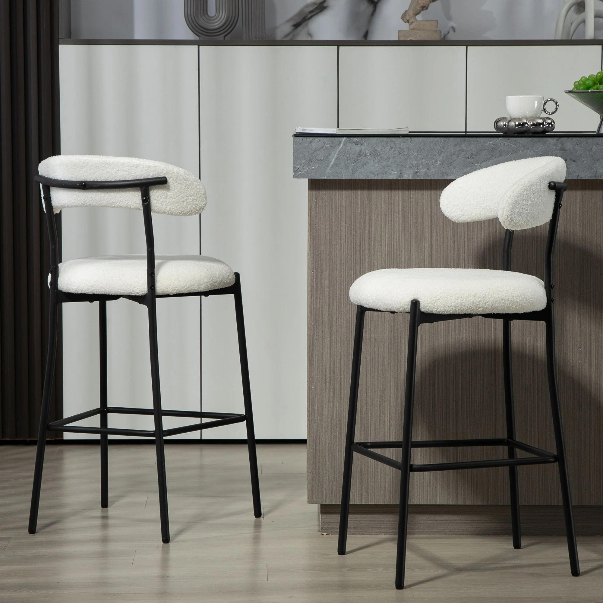 Counter Height Bar Stools With Powder Coating Base And Footrest - Image 8