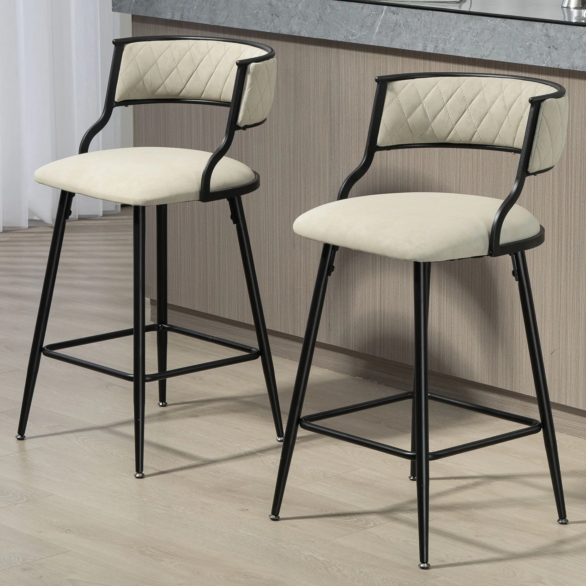 Counter Height Bar Stools With Powder Coating Base And Footrest (Set of 2) - - Image 13