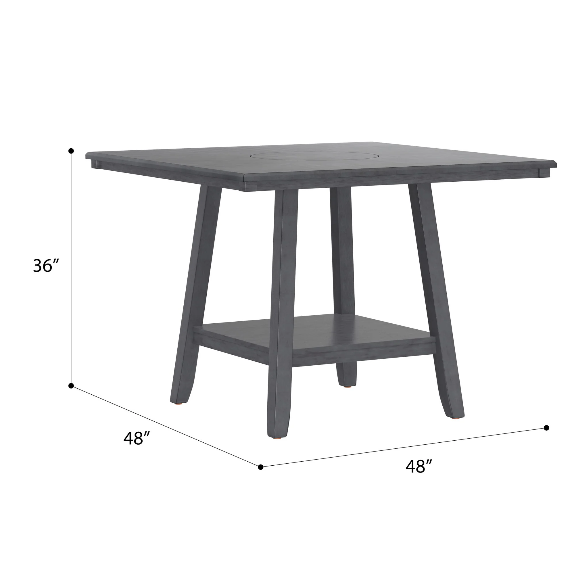 Counter Height Dining Table With Tapered Base And Lazy Susan - Gray - Image 3