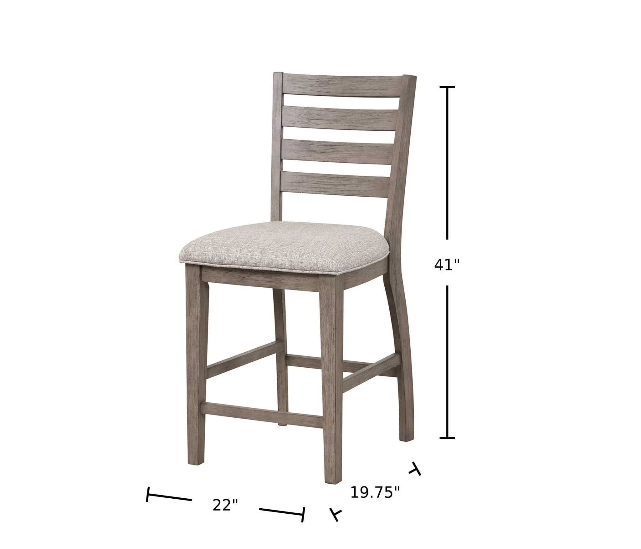 Counter Side Dining Stool With Ladder Back (Set of 2) - Gray - Image 4