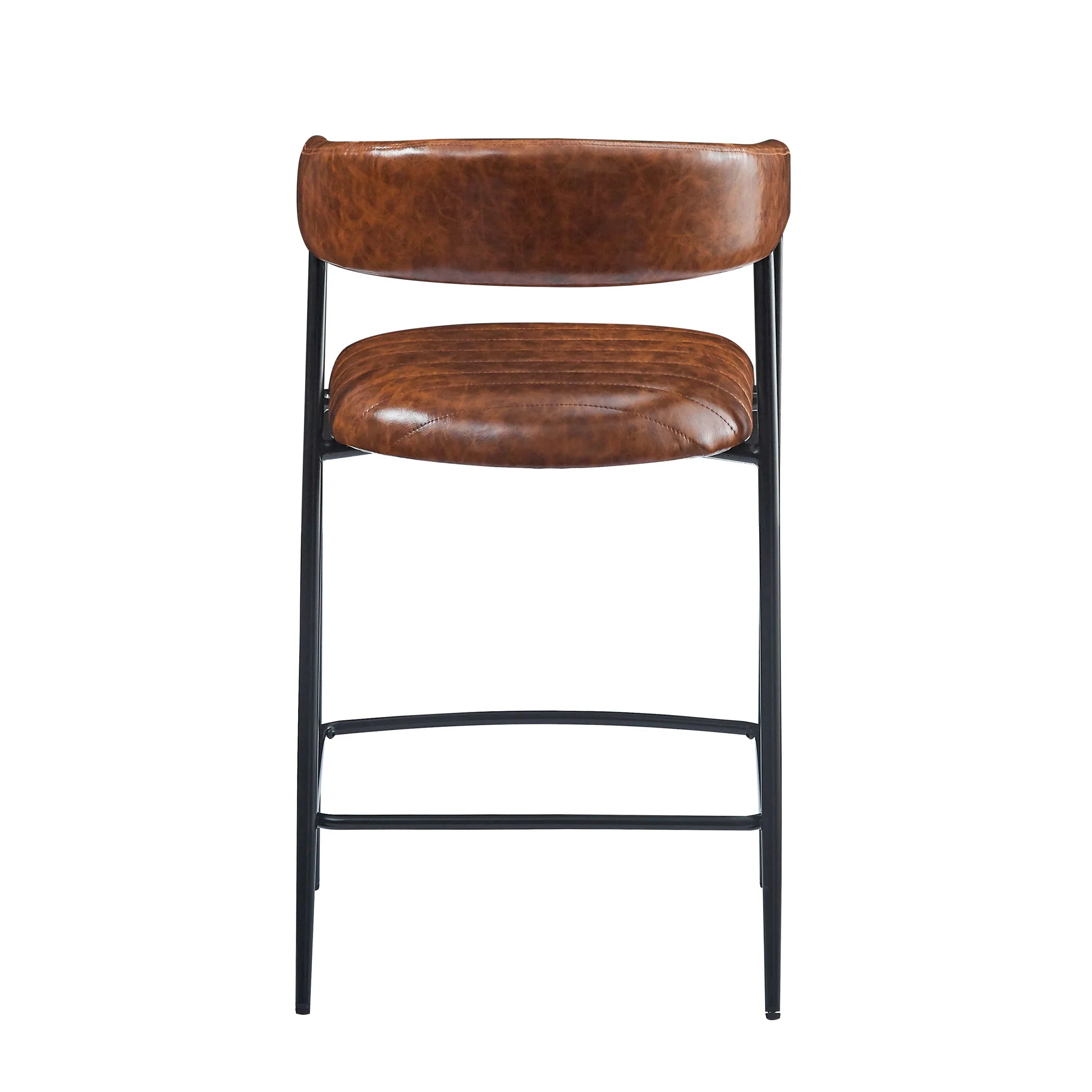 Counter Stools (Set of 2), Upholstered Counter Stools With Iron Frame, Backrest, Footrest, Arm Counter Stools For Home Bar, Kitchen Counter - Brown - Image 9