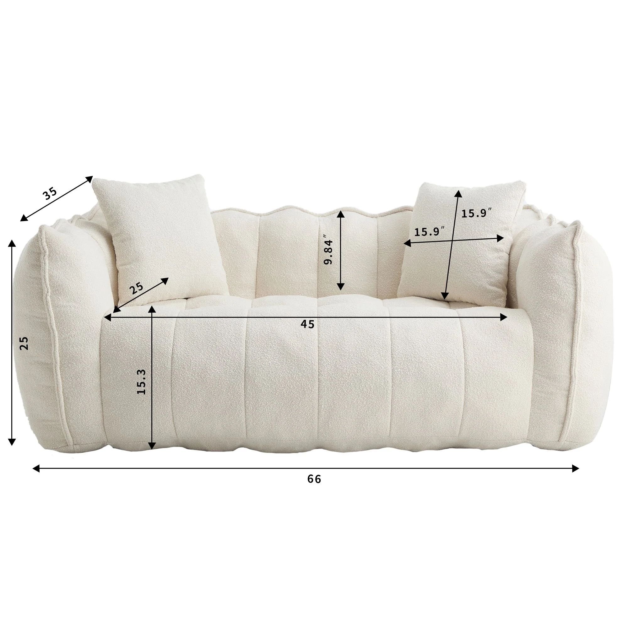 Cozy Beanbag Chair With High Resilience Foam Core For 2 - Image 35