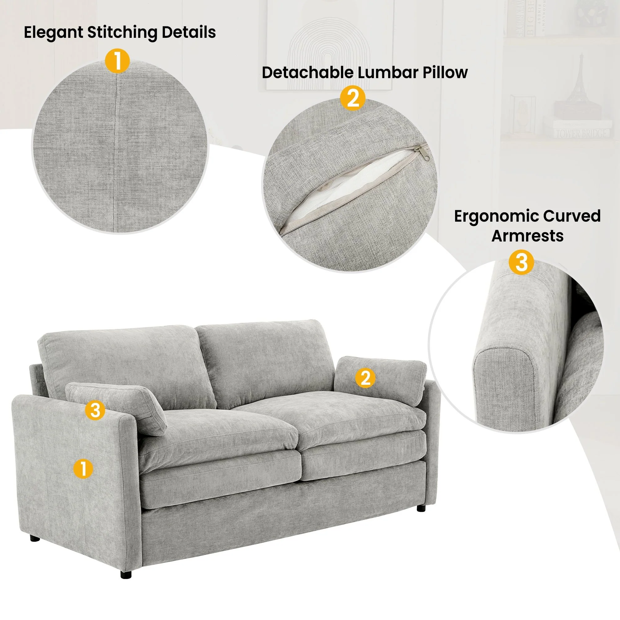 Cozy Sofa Set Oversized Comfy Cloud Sofa With Double Cushion - Image 18