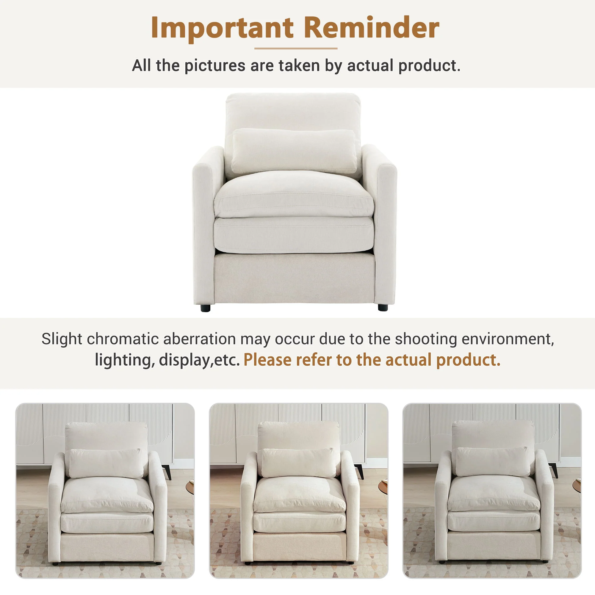 Cozy Upholstered Cushion Armchair For Living Room - Image 20