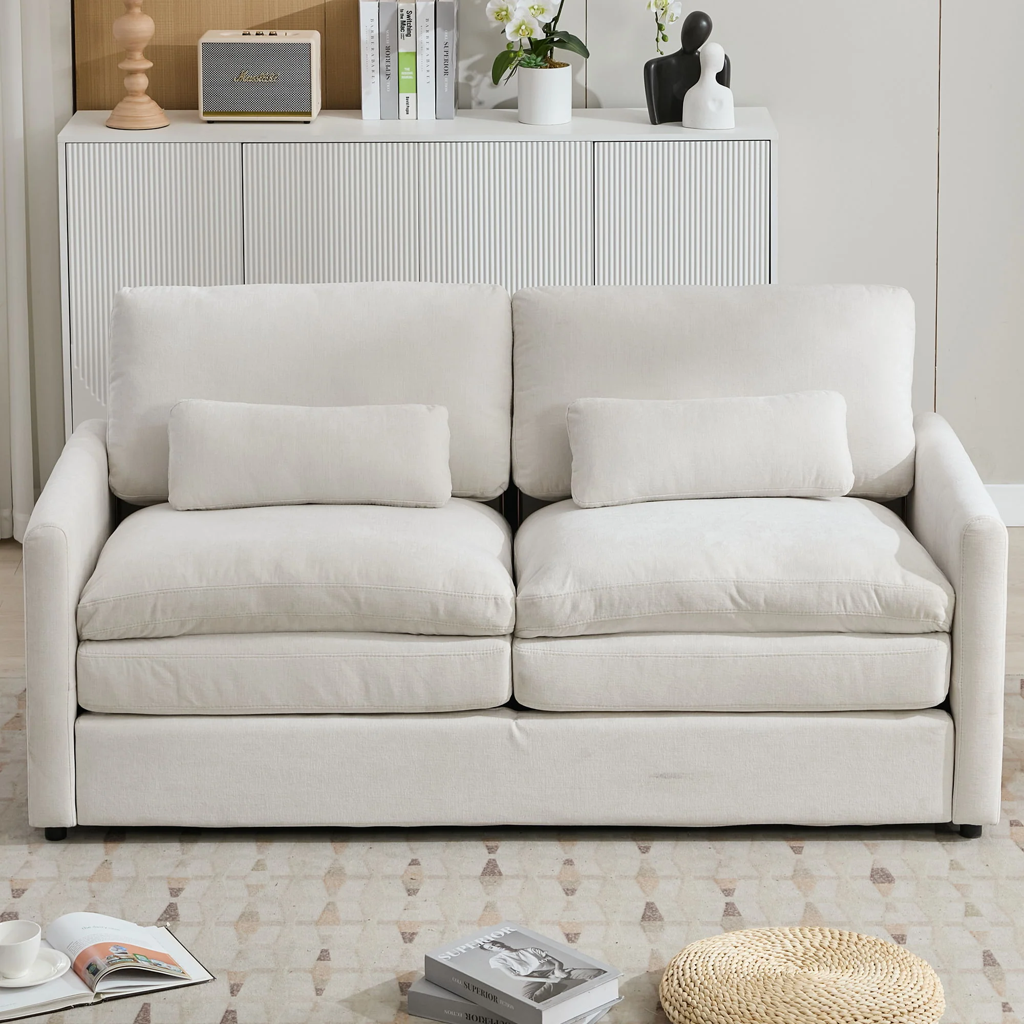 Cozy Upholstered Cushion Loveseat Sofa For Living Room - Image 19