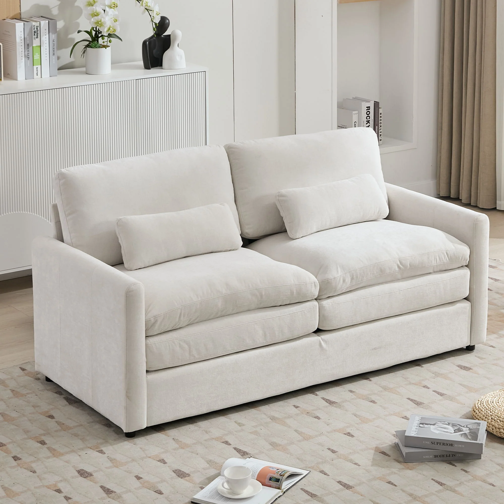 Cozy Upholstered Cushion Loveseat Sofa For Living Room - Image 22