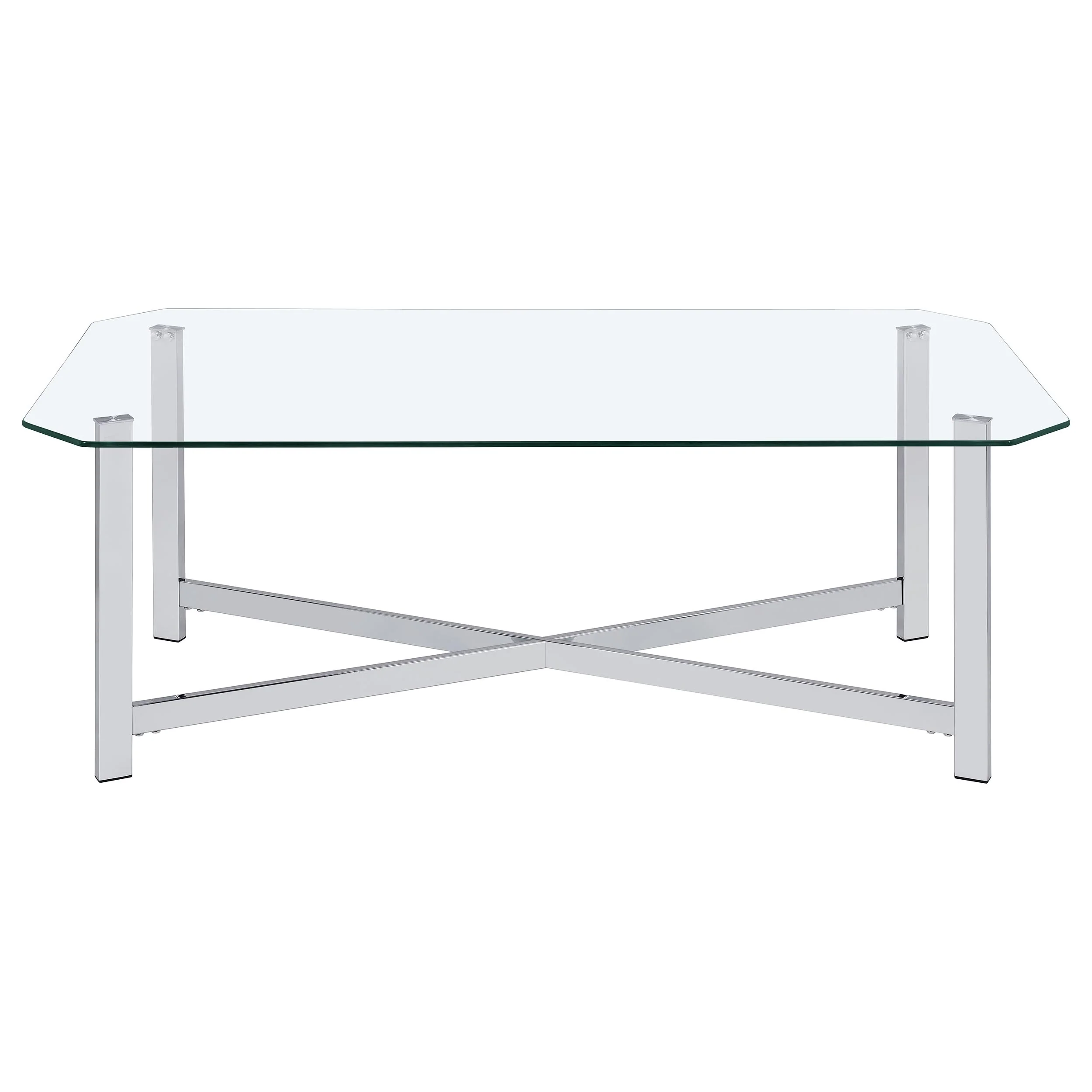 Cronin 2-Piece Tempered Glass Top Coffee Table Set, Chrome - Image 9