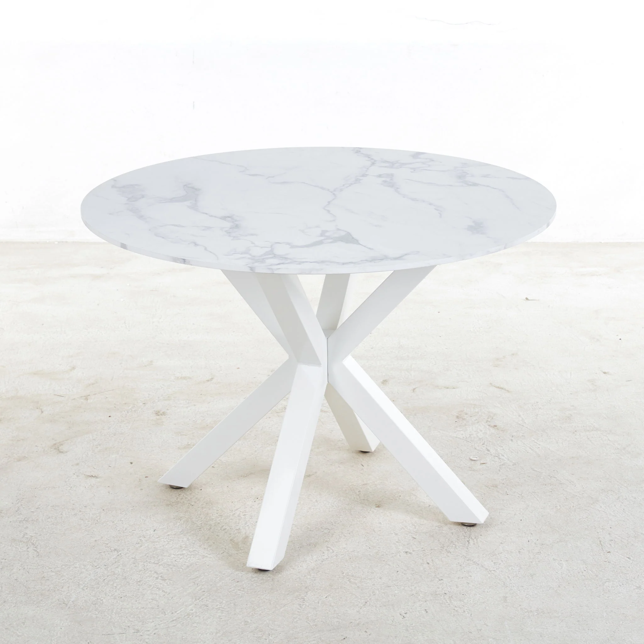 Cross Leg Dining Table With Round Top, For 4 - 6 People - White - Image 7