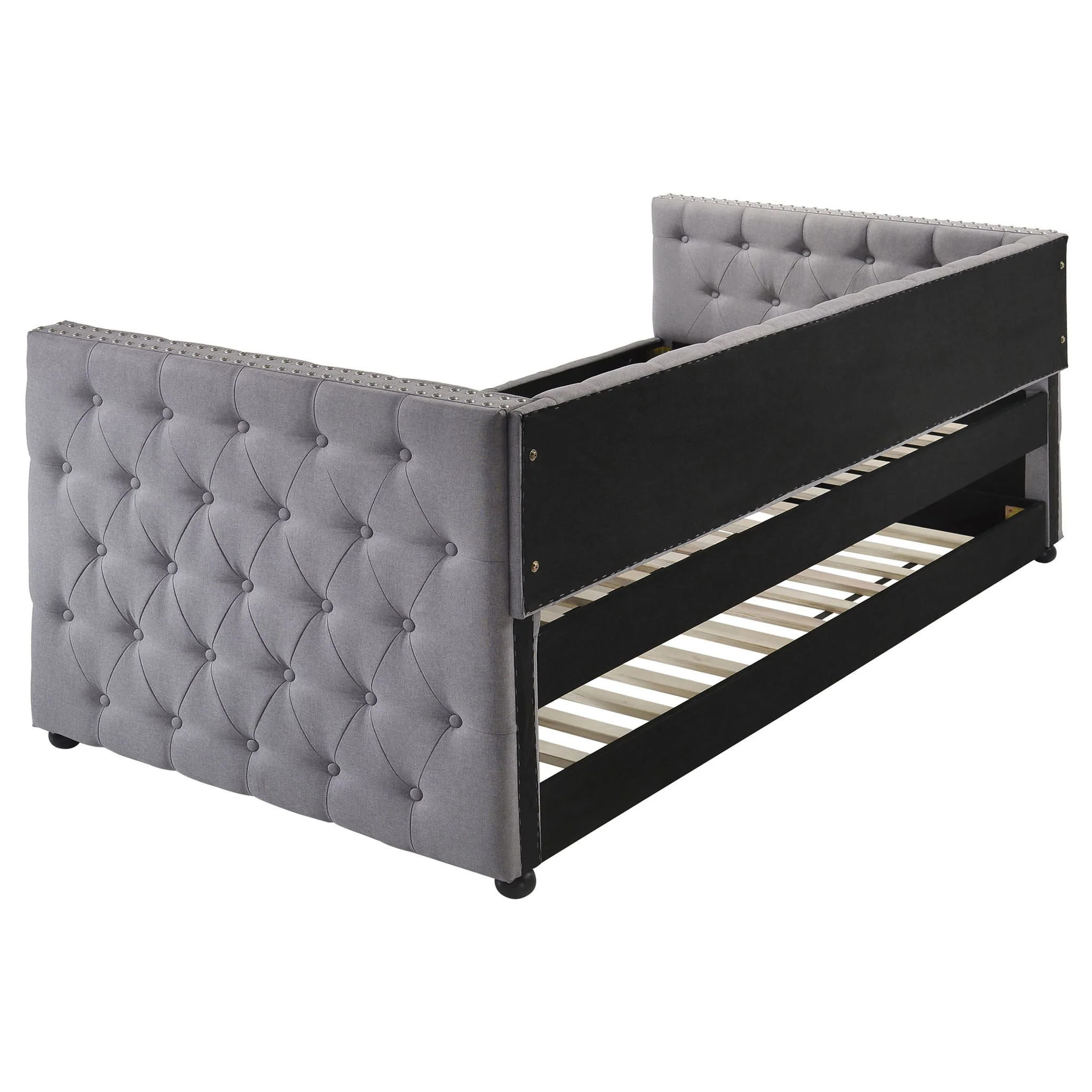 Cross - Upholstered Twin Daybed With Trundle - Gray - Image 6